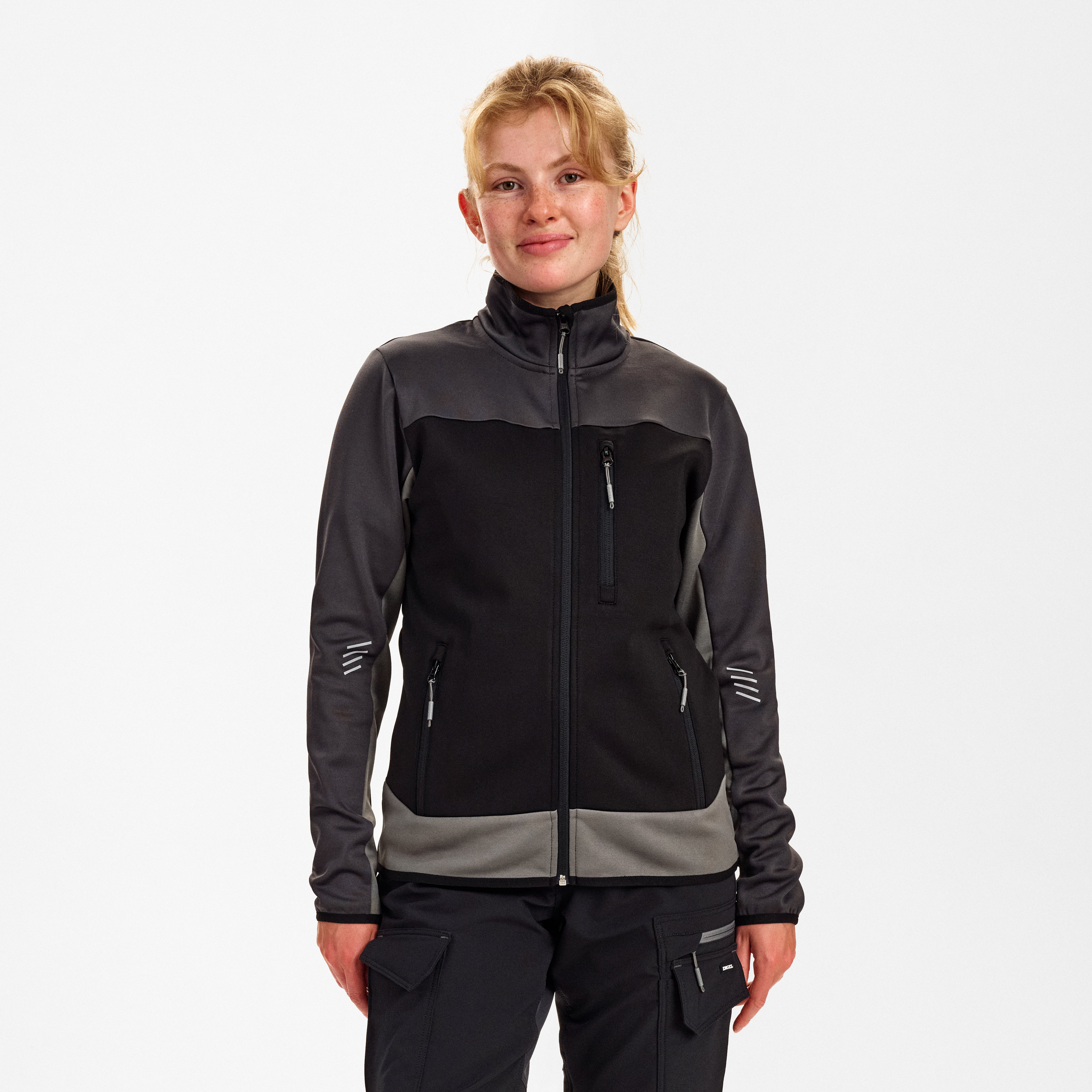 Engel Workwear Entire dame midlayer cardigan - Sort/Antrazitgrå [2079] / XS