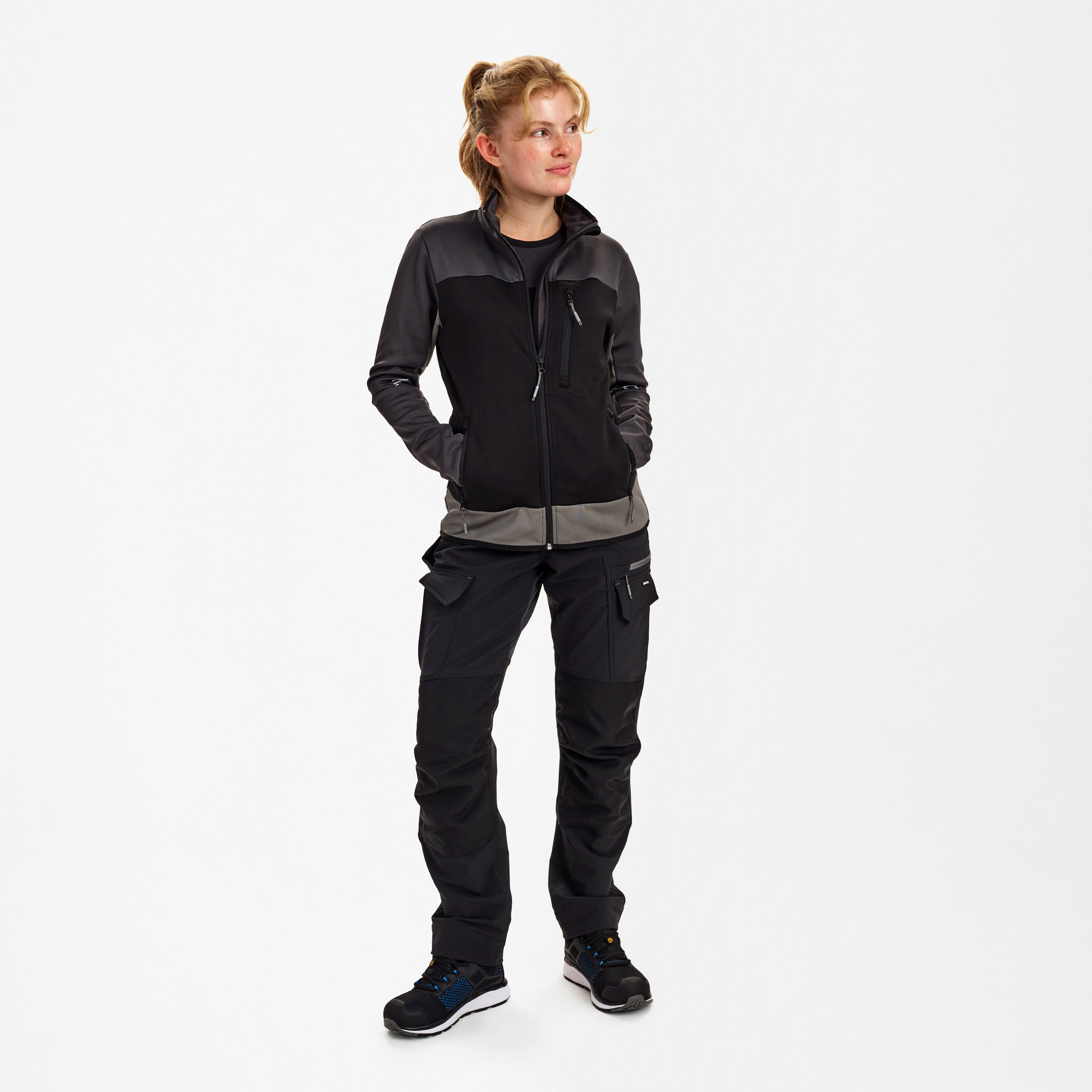 Engel Workwear Entire dame midlayer cardigan - Sort/Antrazitgrå [2079] / XS
