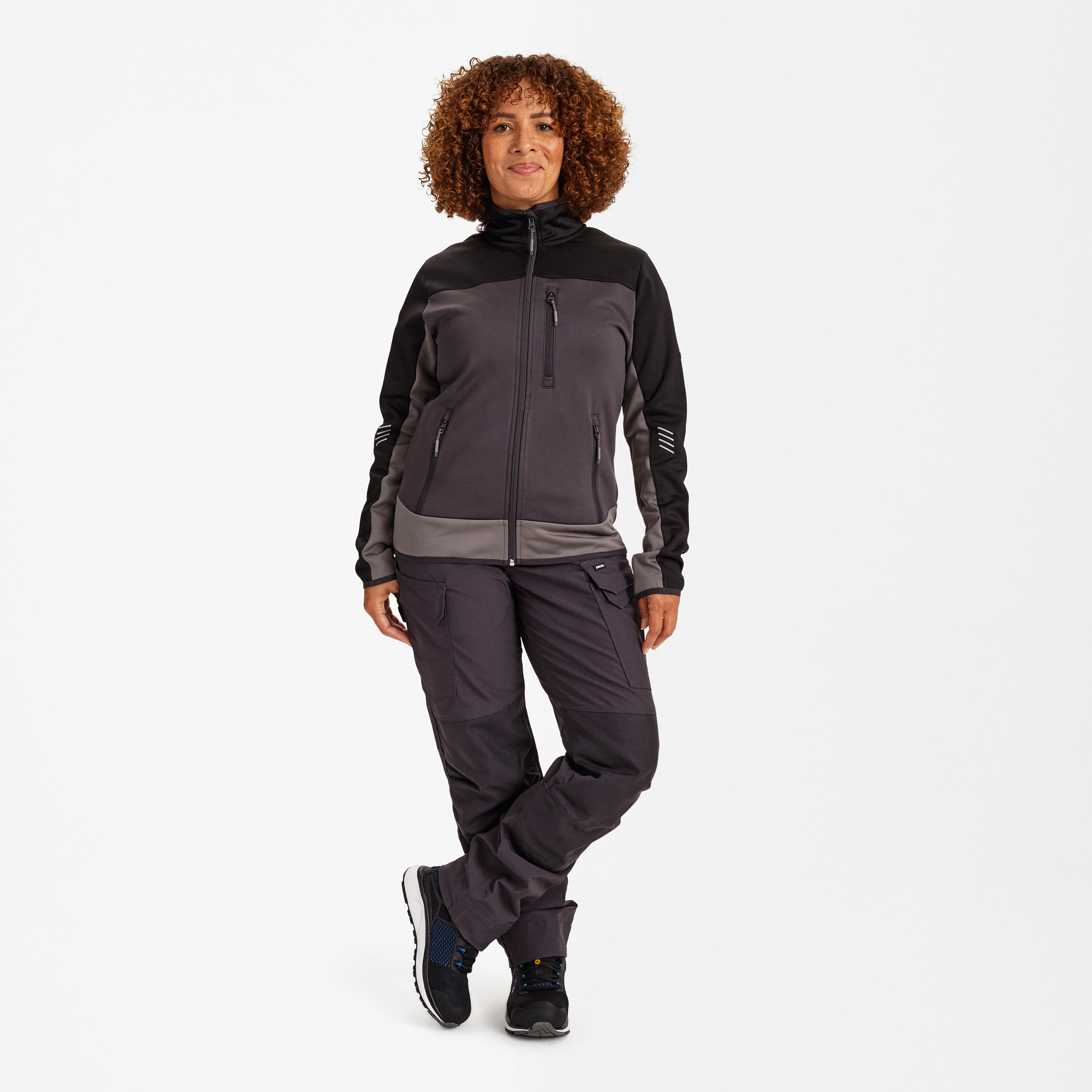Engel Workwear Entire dame midlayer cardigan - Antrazitgrå/Sort [7920] / XS