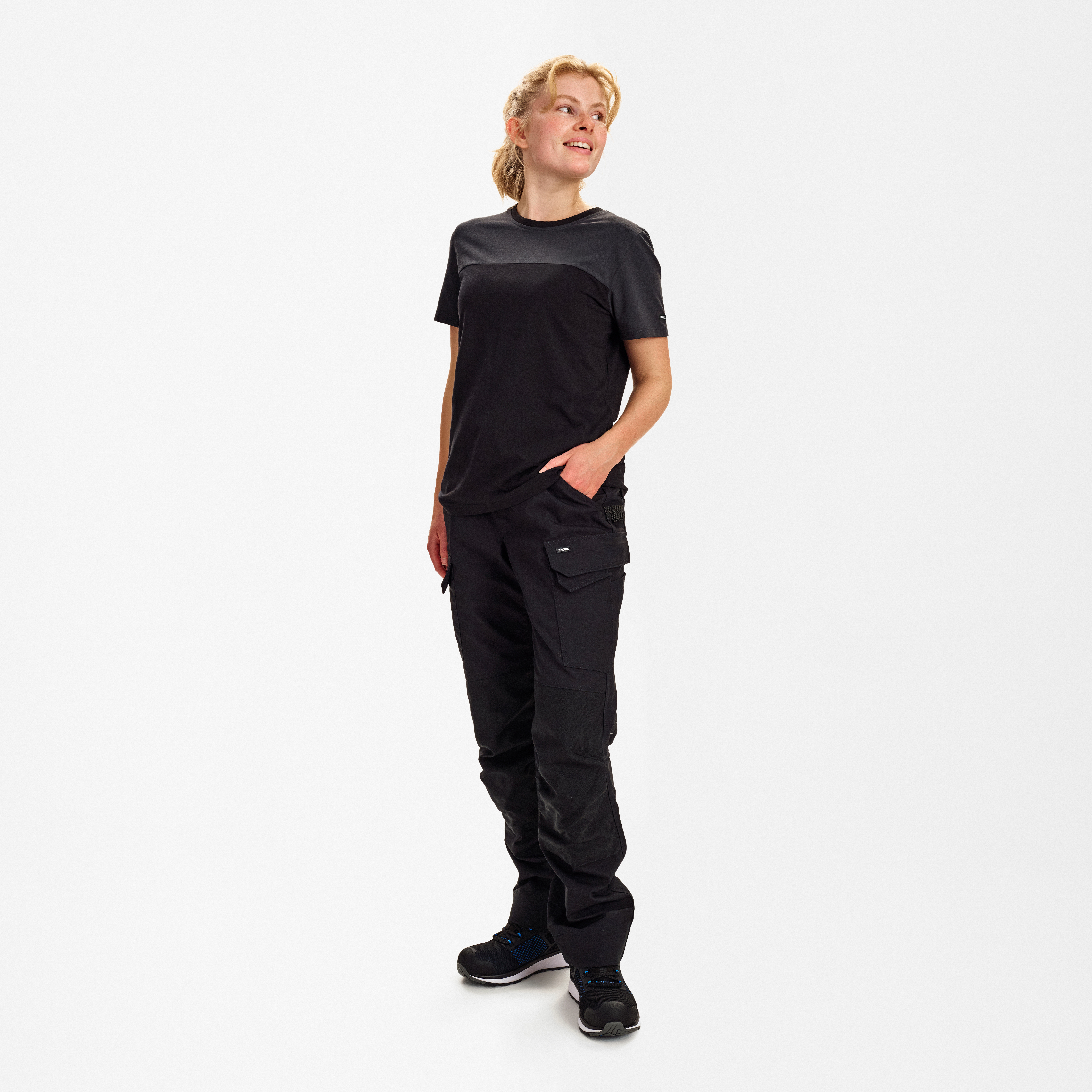 Engel Workwear Entire dame T-shirt - Sort/Antrazitgrå [2079] / XS
