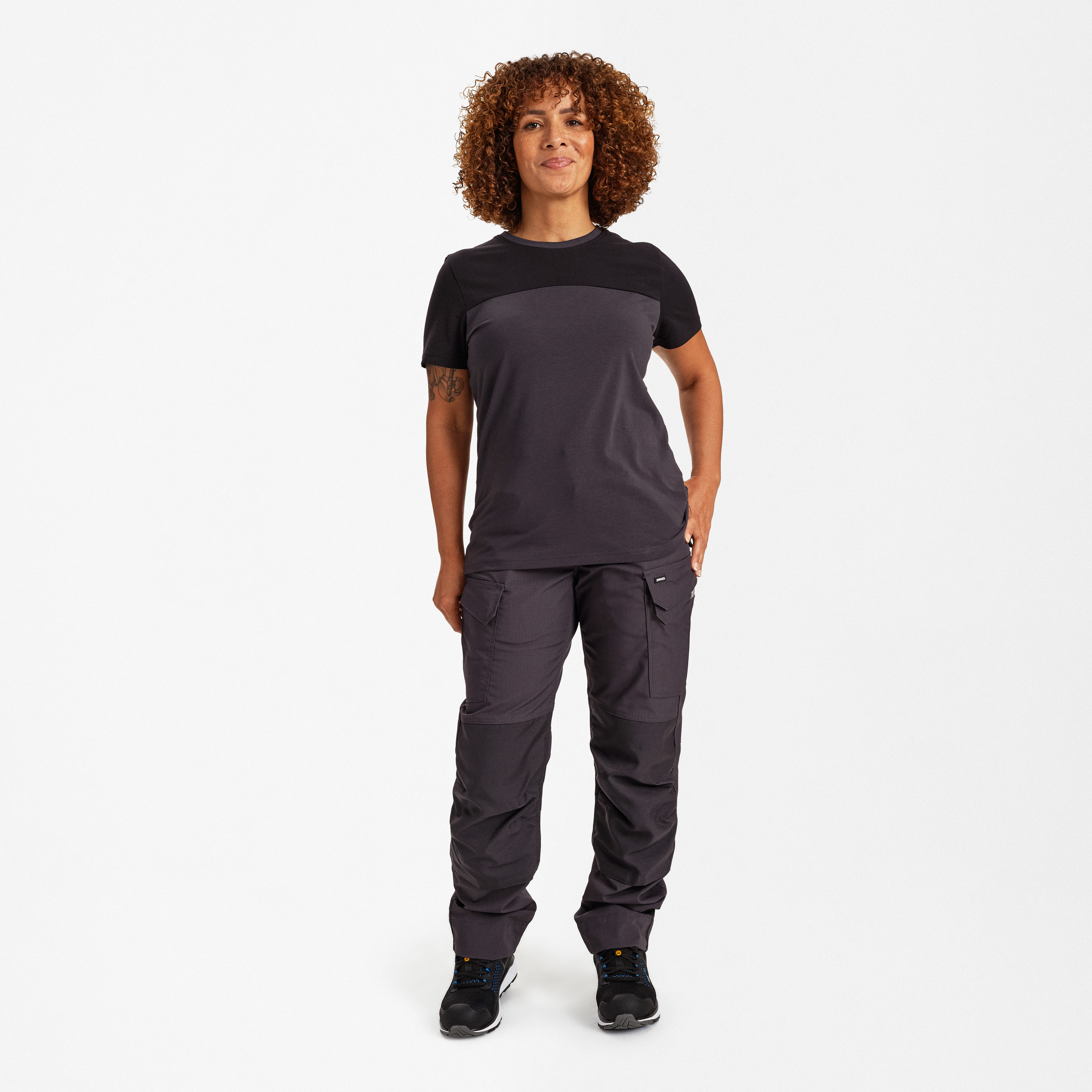 Engel Workwear Entire dame T-shirt - Antrazitgrå/Sort [7920] / XS