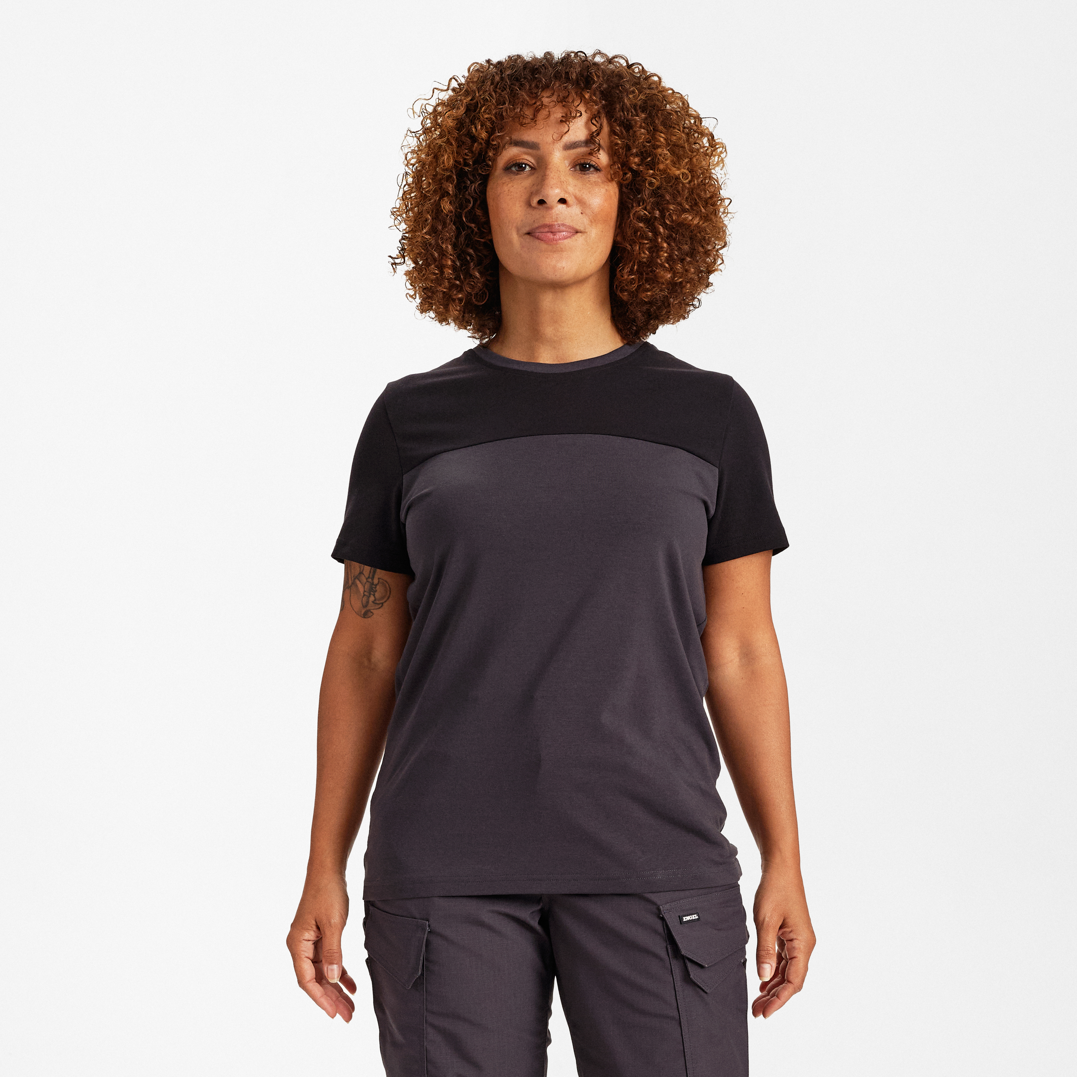 Engel Workwear Entire dame T-shirt - Antrazitgrå/Sort [7920] / XS