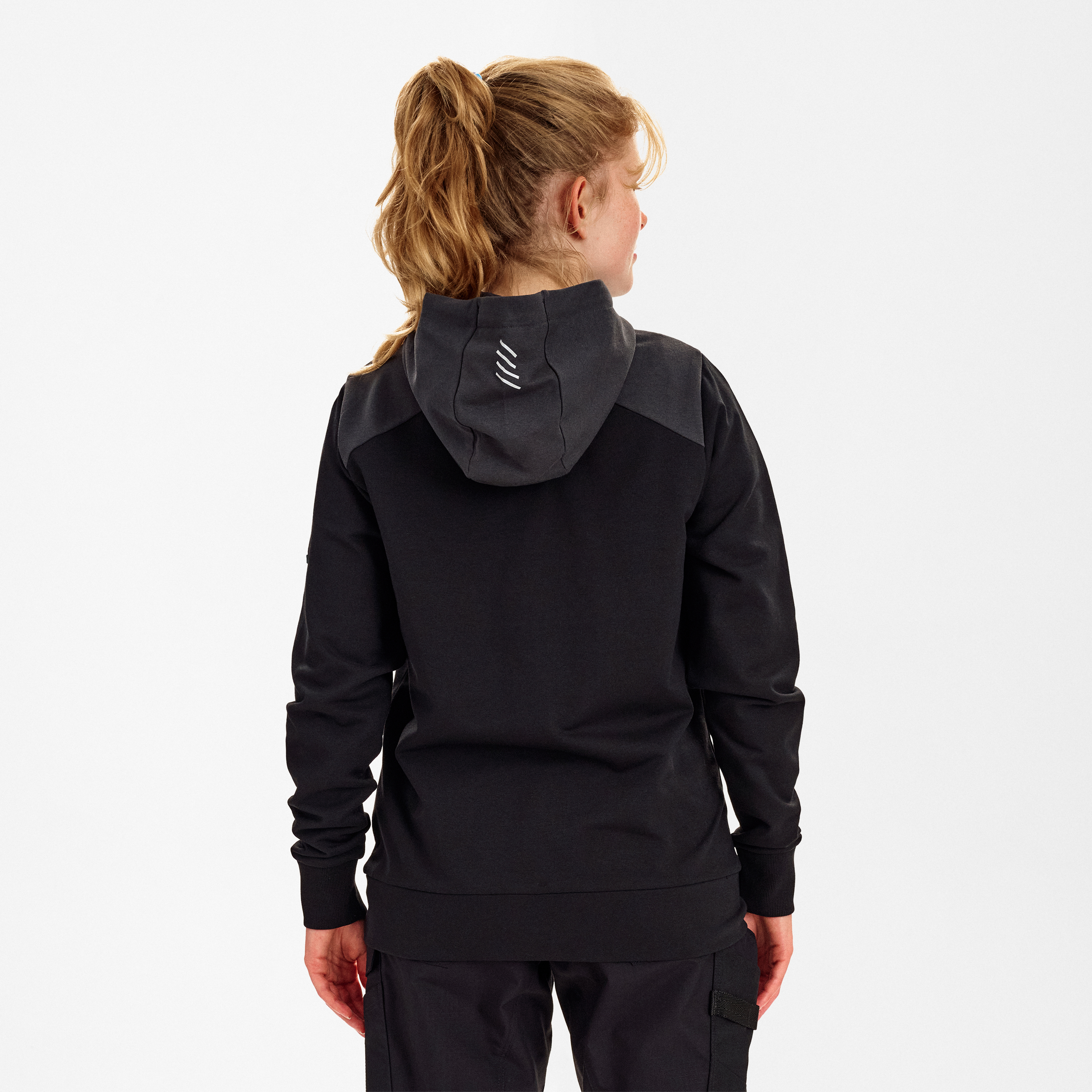 Engel Workwear Entire dame sweat cardigan med hætte - Sort/Antrazitgrå [2079] / XS