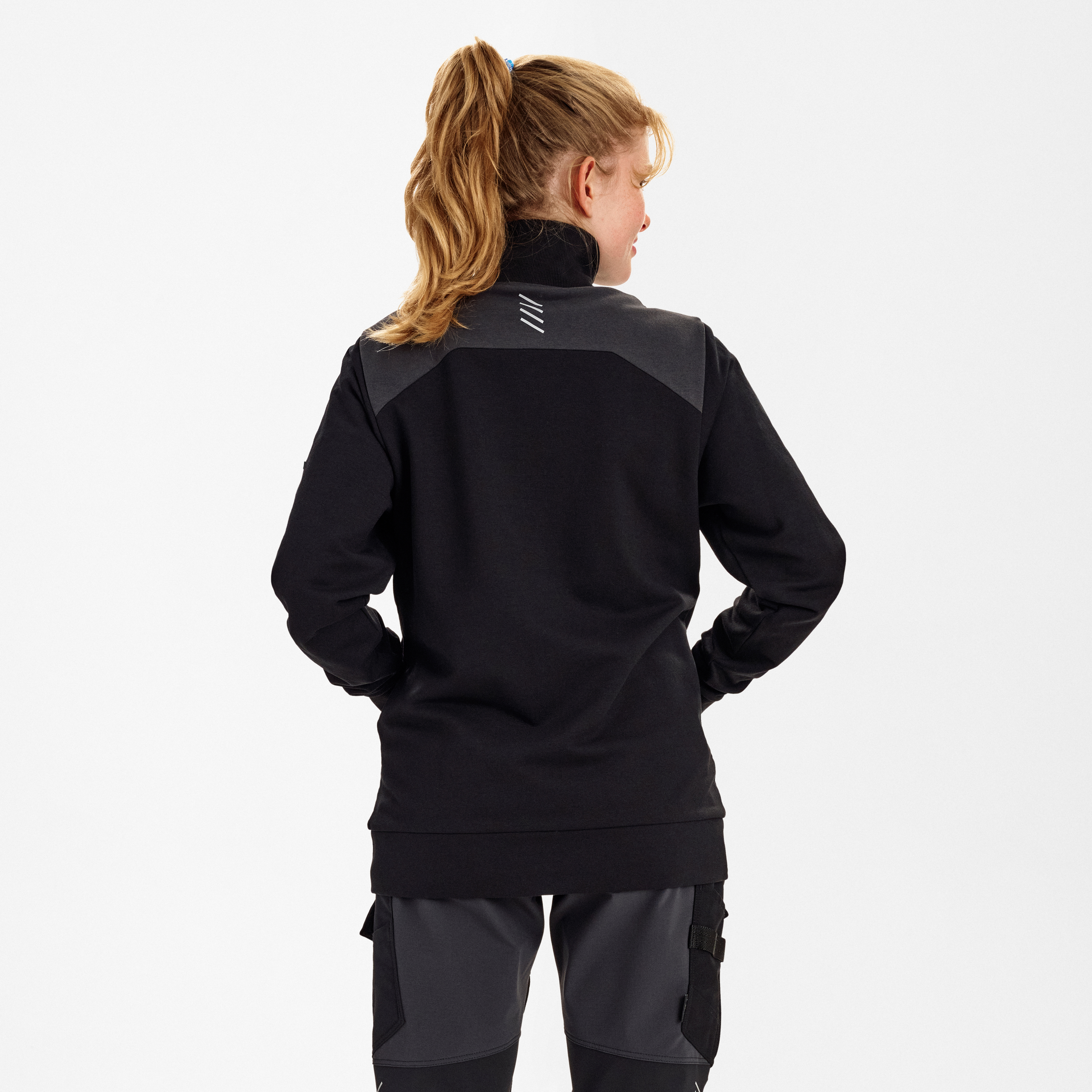 Engel Workwear Entire dame sweat cardigan med krave - Sort/Antrazitgrå [2079] / XS