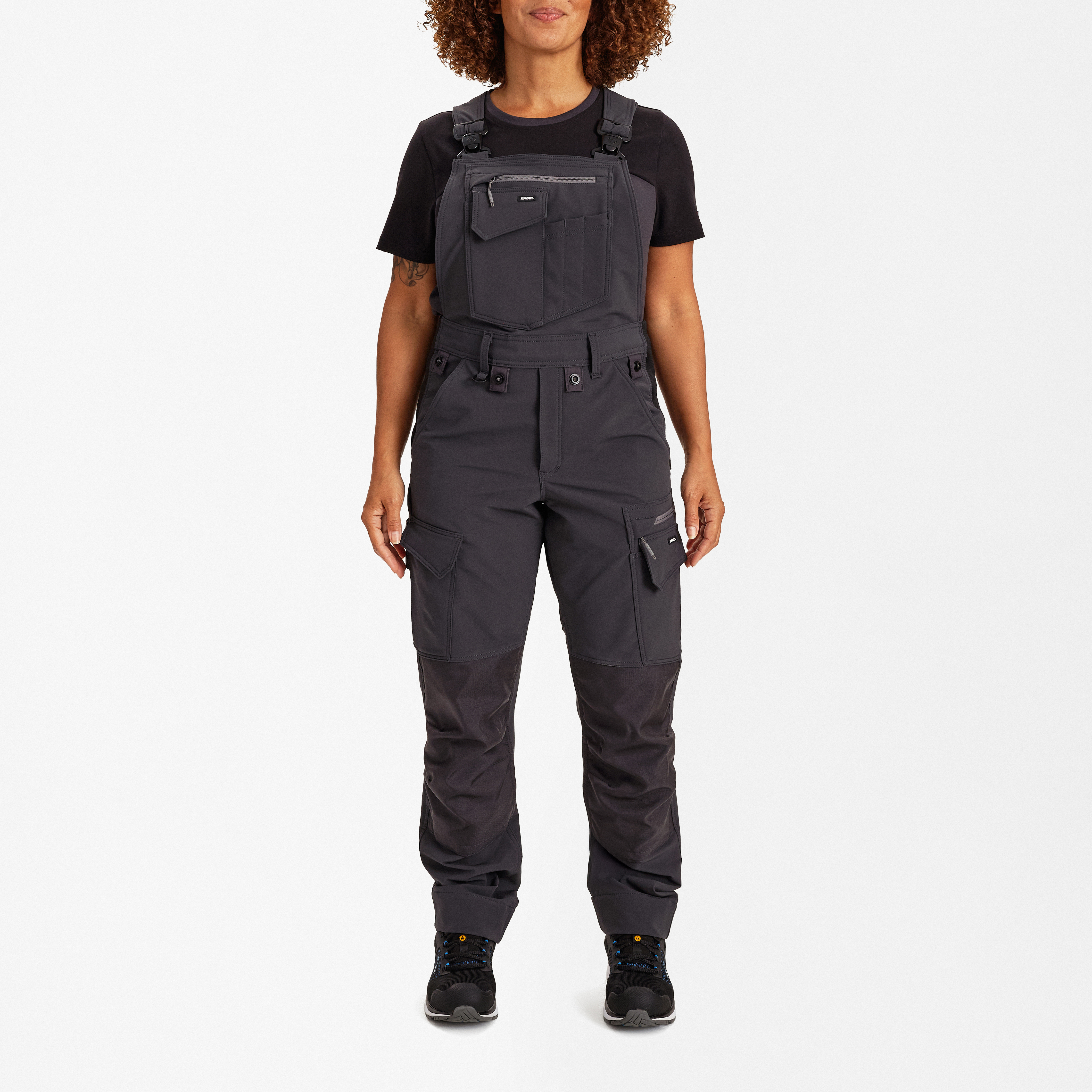 Engel Workwear Entire dame overall med 4-vejs stræk - Antrazitgrå/Sort [7920] / 34