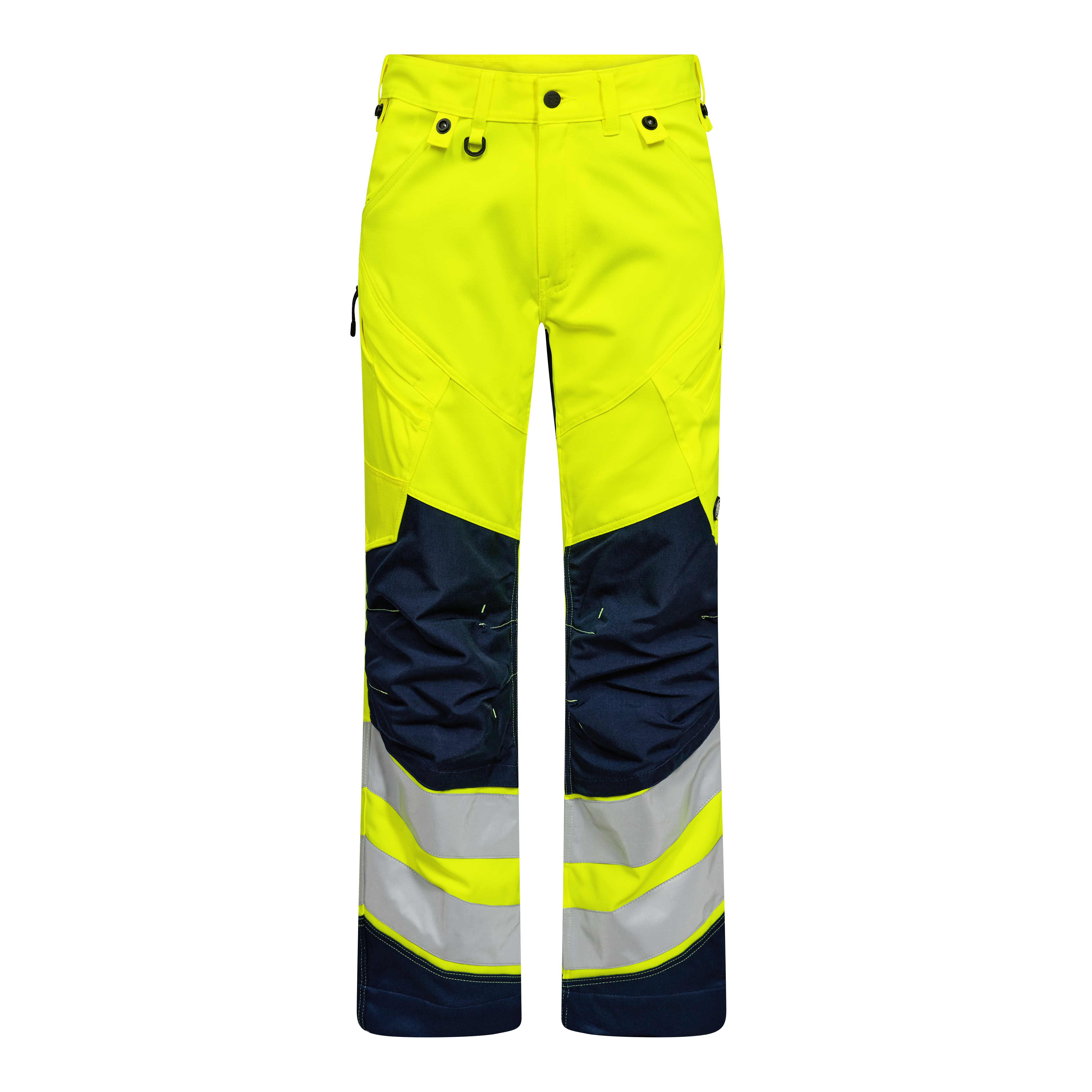 Engel Workwear Safety arbejdsbukser med 2-vejs stræk - Gul/Blue Ink [38165] / K80