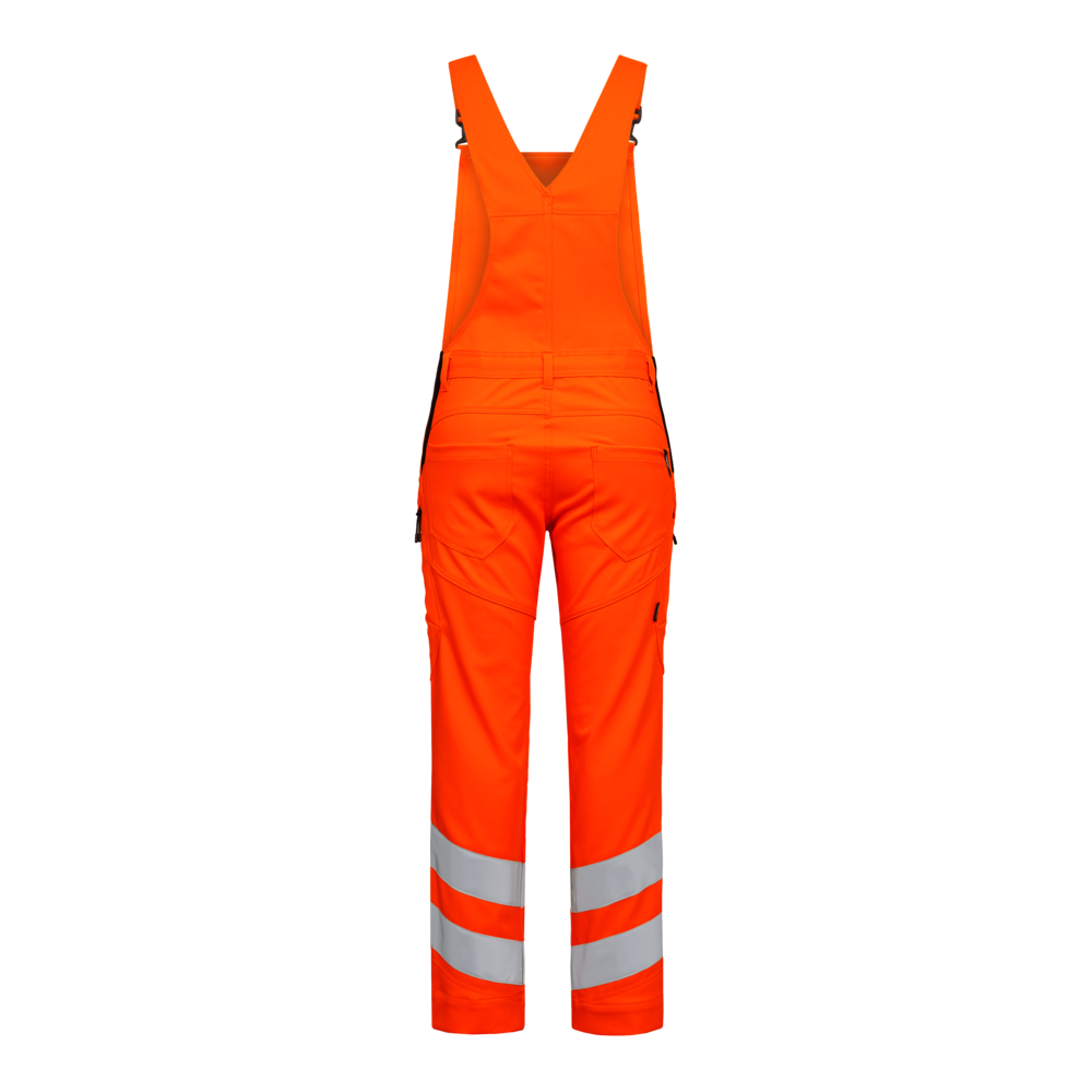 SAFETY Latzhose mit 2-Wege-Stretch – Warnorange (Rücken)
