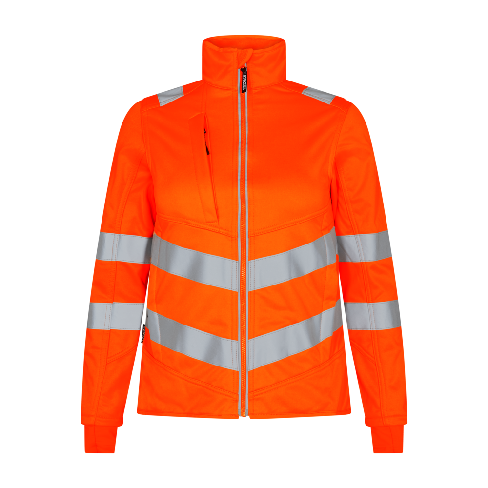 SAFETY Damen Softshelljacke – Warnorange (Front)