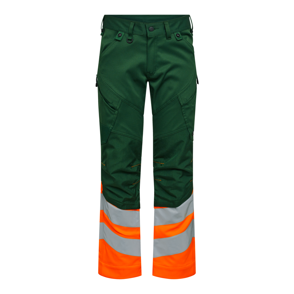 SAFETY Arbeitshose mit 2-Wege-Stretch – Grün / Orange (Front)
