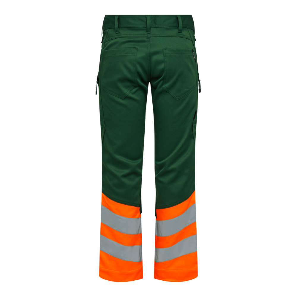 SAFETY Arbeitshose mit 2-Wege-Stretch – Grün / Orange (Rücken)