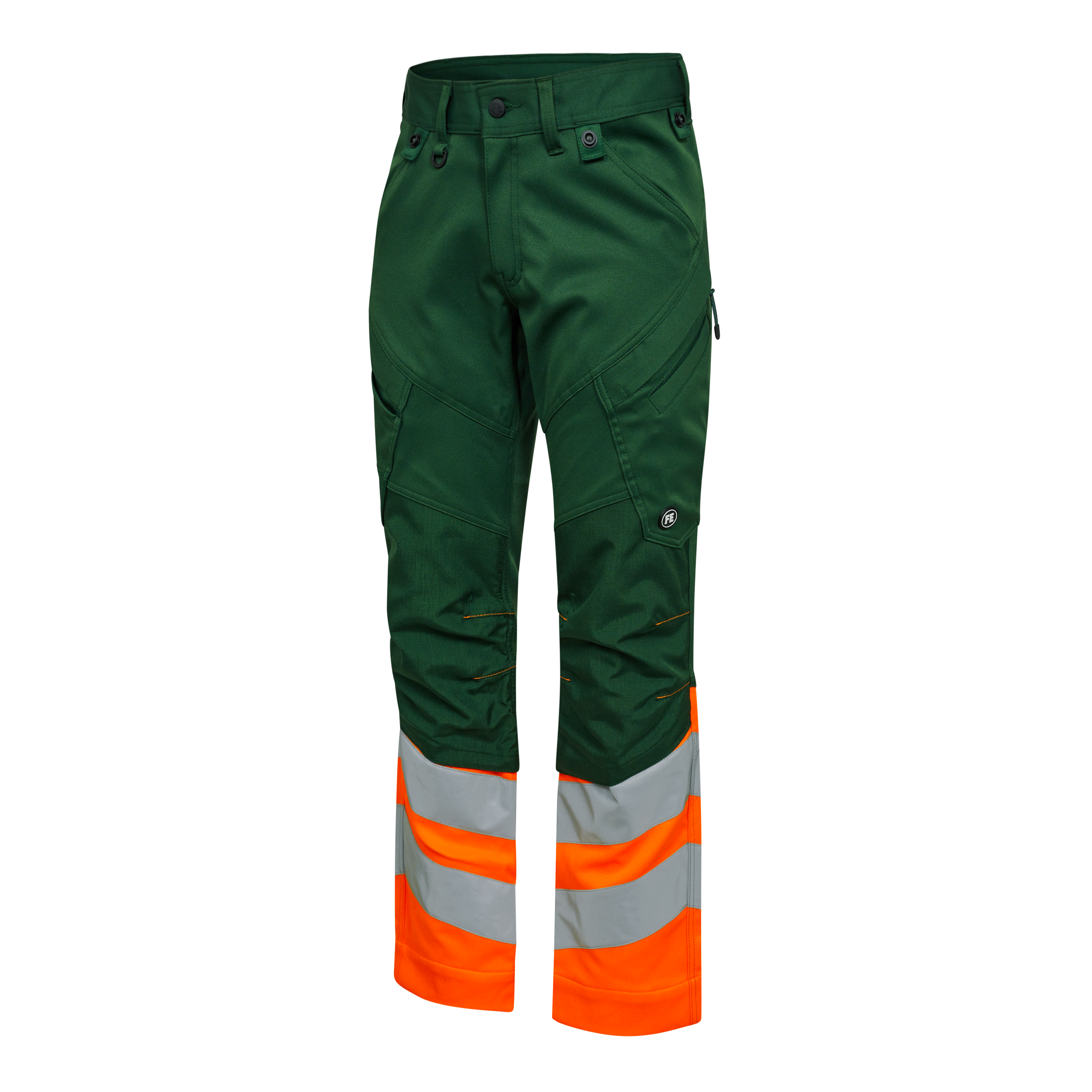 Engel Workwear Safety arbejdsbukser med 2-vejs stræk - Grøn/Orange [110] / K80