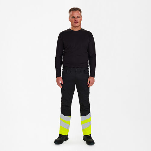 Safety Work Trousers with 2-way stretch - Black / Hi-vis Yellow, Engel ...