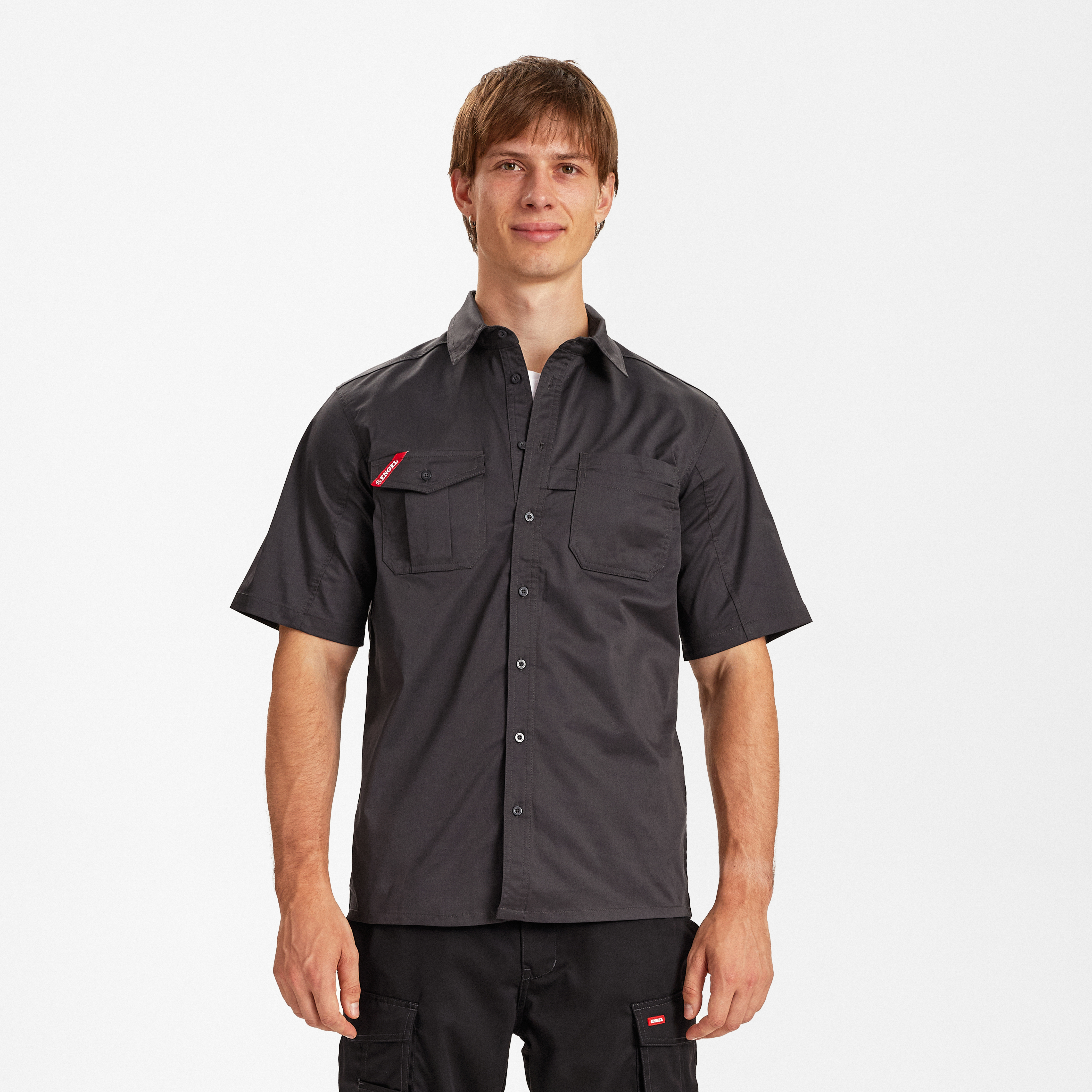 Engel Workwear Extend kortærmet skjorte med stræk - Antrazitgrå [79] / XS