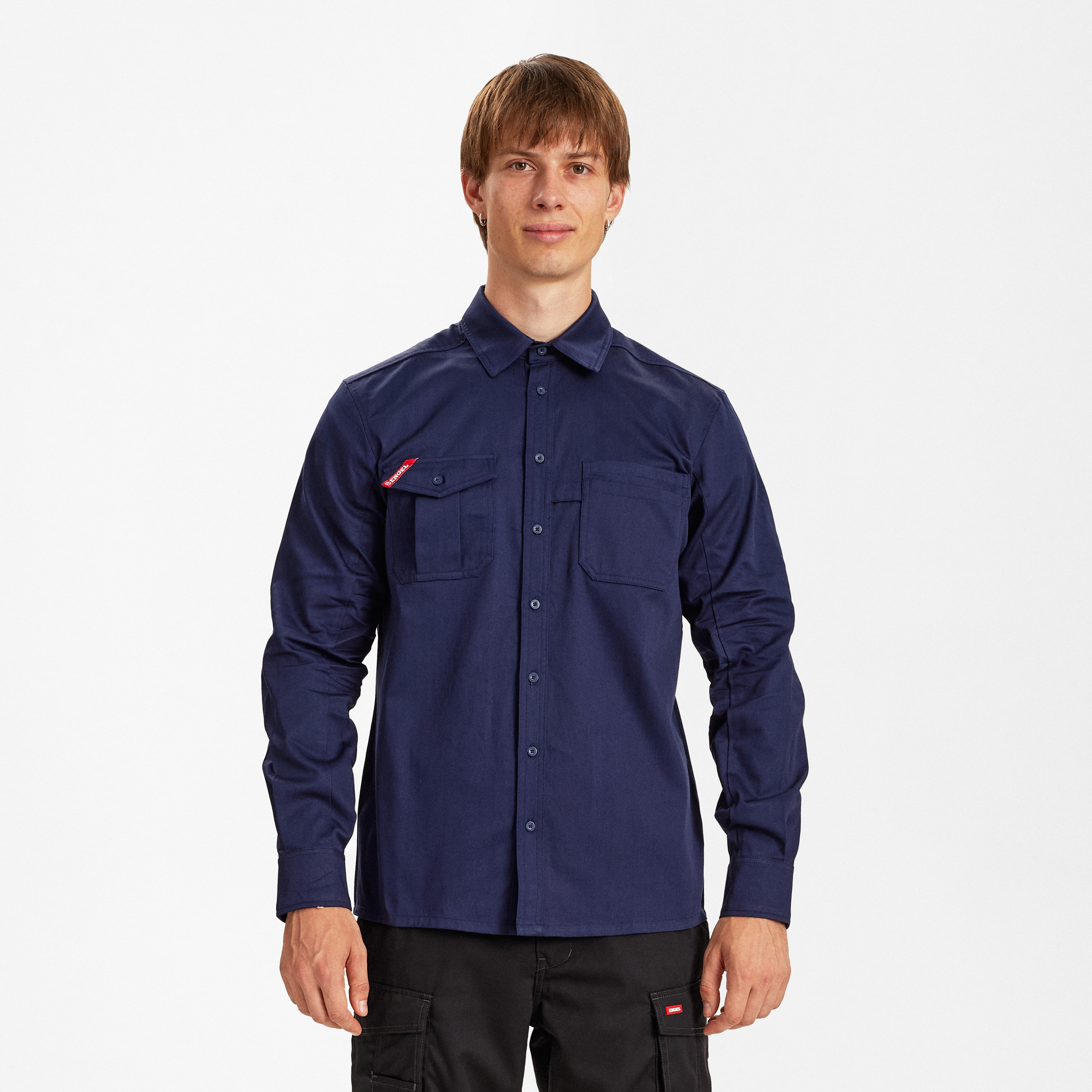 Engel Workwear Extend bomuld skjorte - Blue Ink [165] / XS