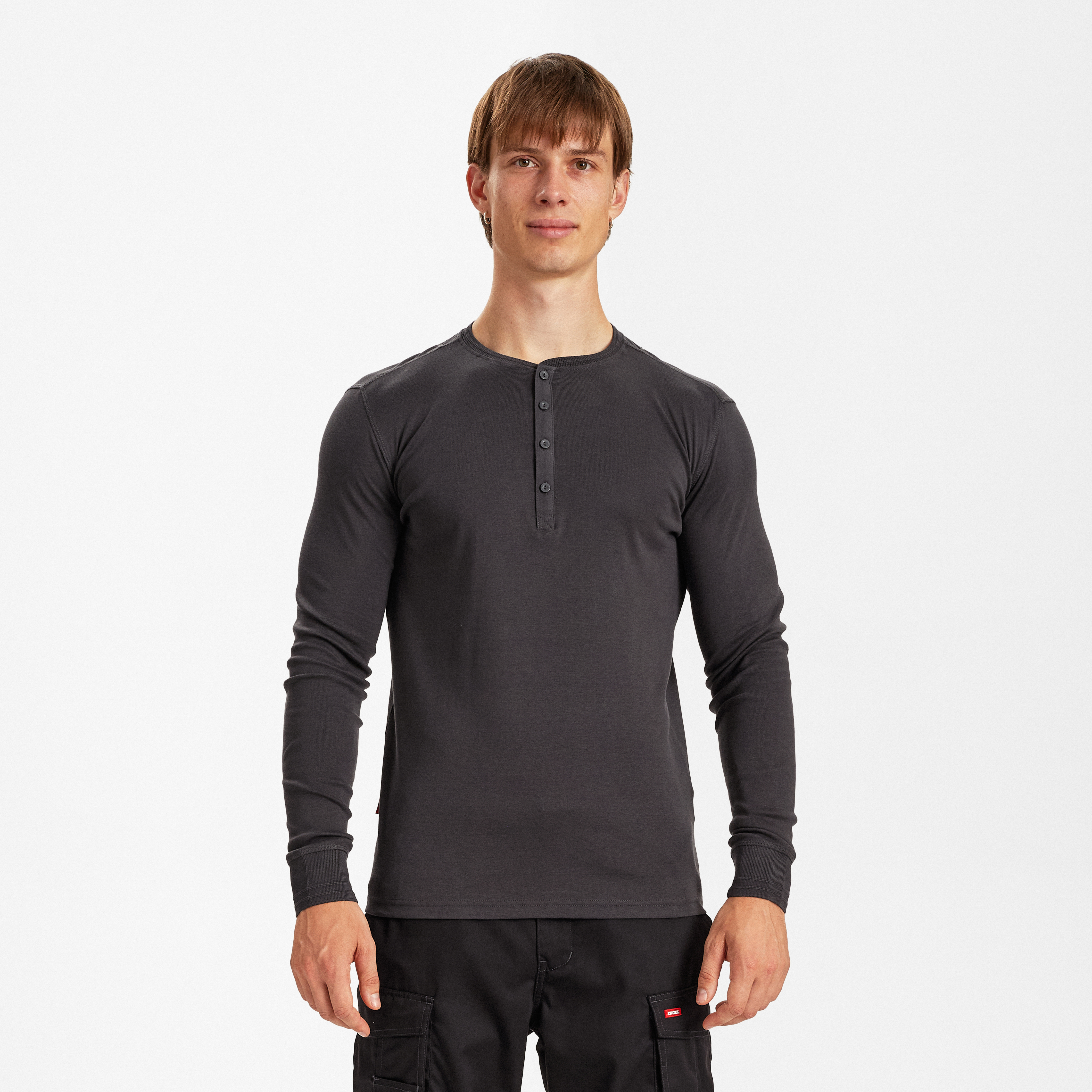 Engel Workwear Extend Grandad langærmet T-shirt - Antrazitgrå [79] / XS