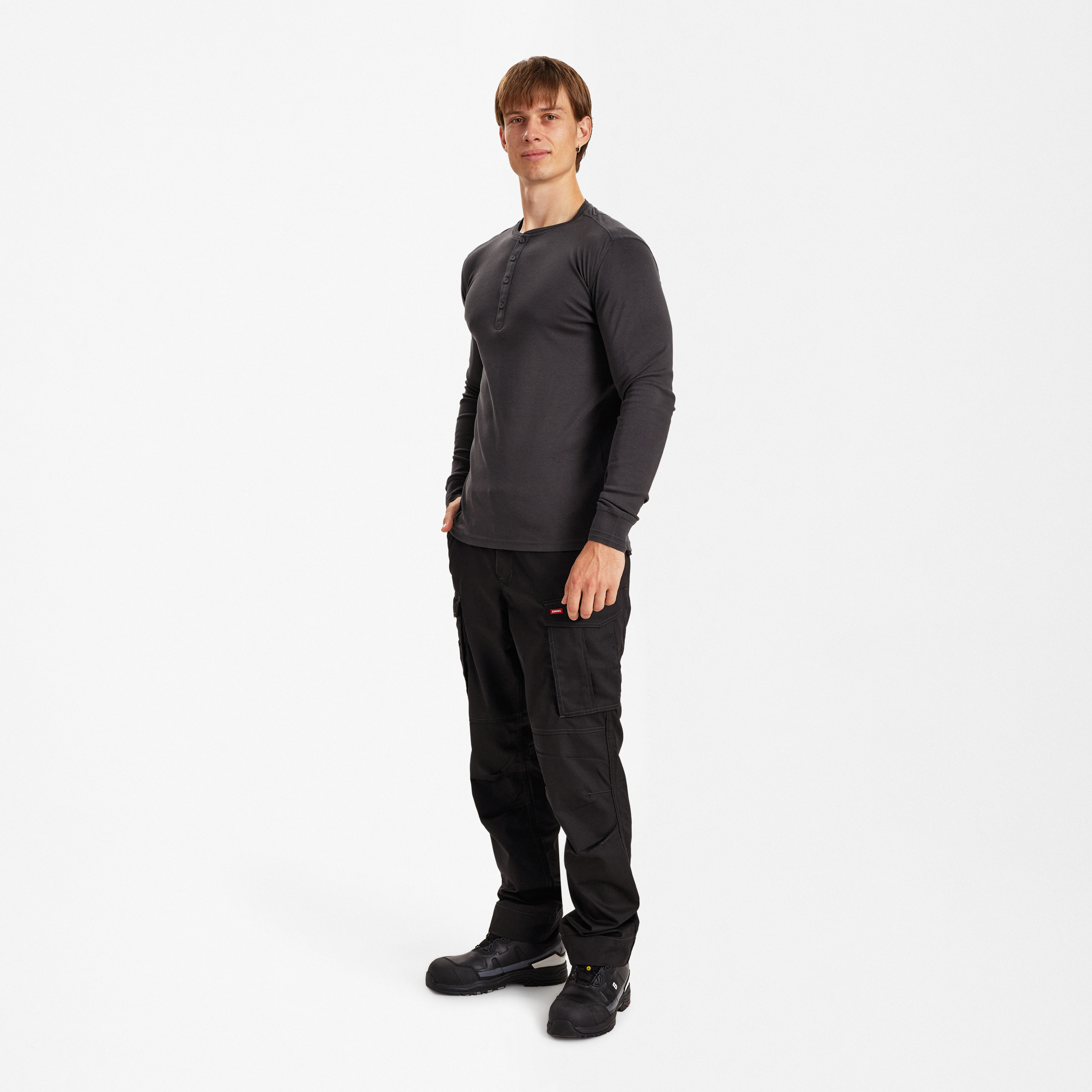 Engel Workwear Extend Grandad langærmet T-shirt - Antrazitgrå [79] / XS