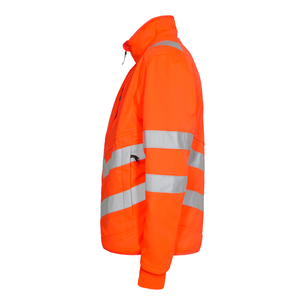SAFETY Softshelljacke – Warnorange (Seite links)