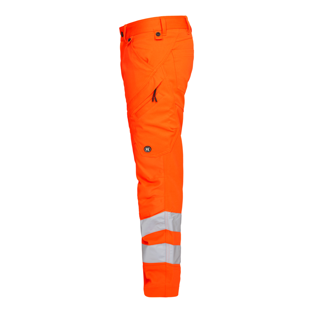 SAFETY Arbeitshose mit 2-Wege-Stretch – Warnorange (Seite links)