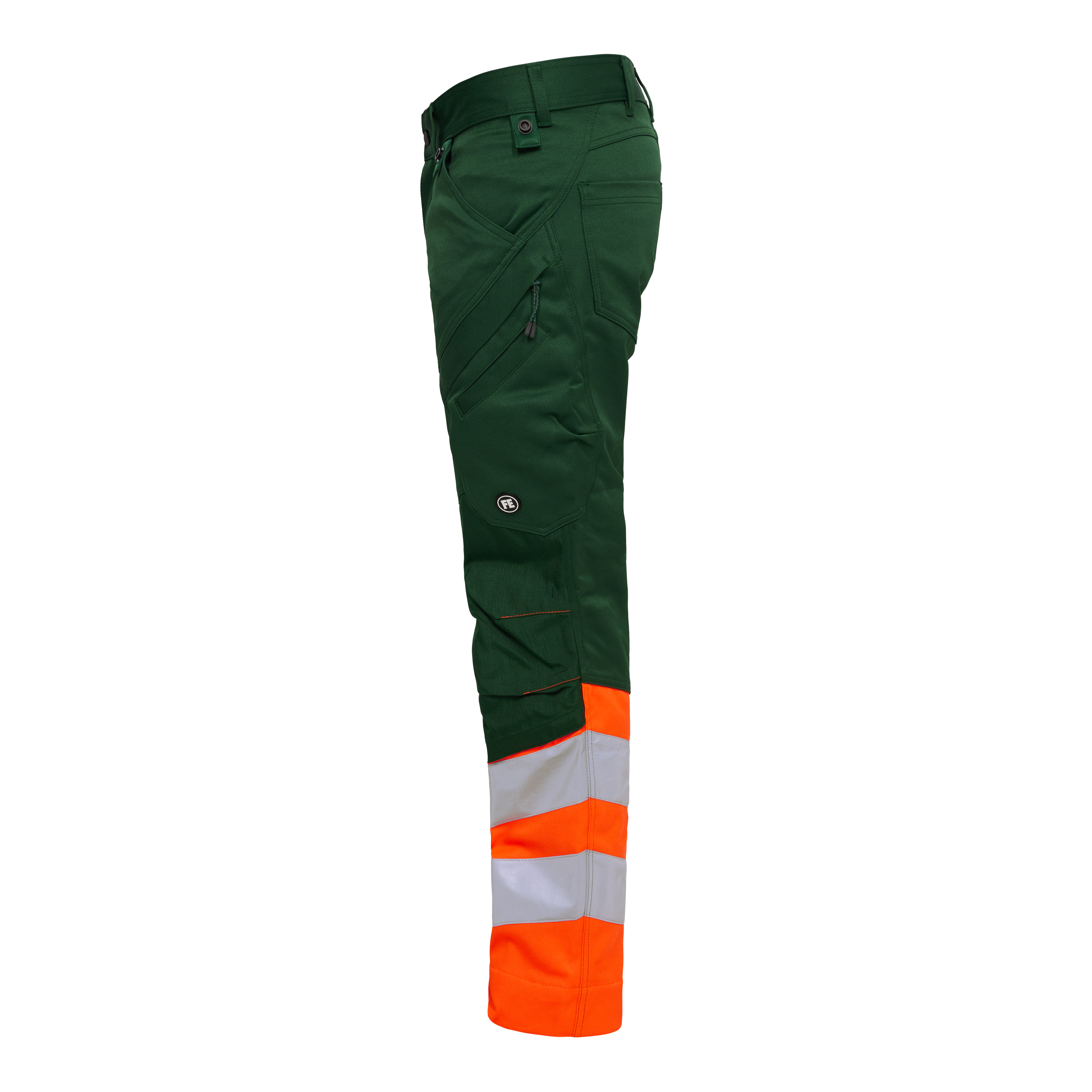 Engel Workwear Safety arbejdsbukser med 2-vejs stræk - Grøn/Orange [110] / K80