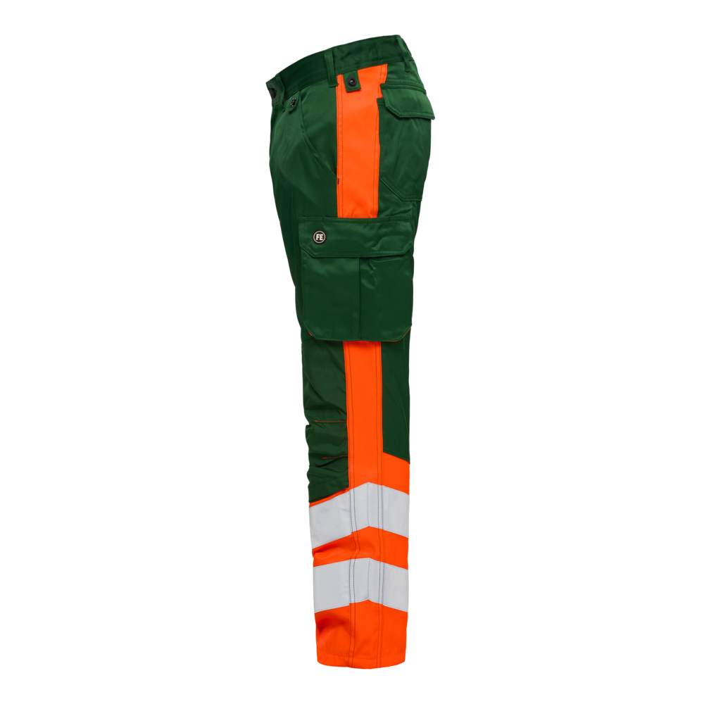 SAFETY Light Arbeitshose – Grün / Orange (Seite links)