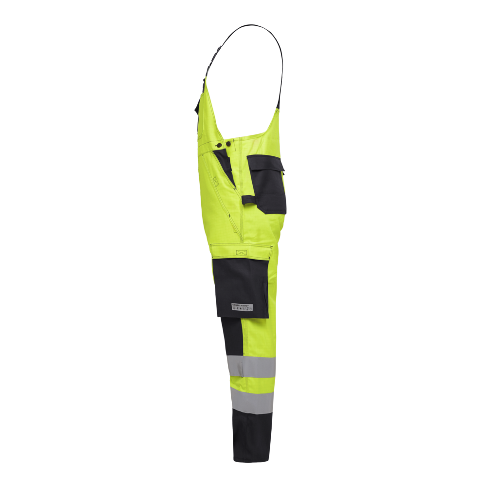 SAFETY+ EN ISO 20471 Multinorm Latzhose – Gelb / Schwarz (Seite links)