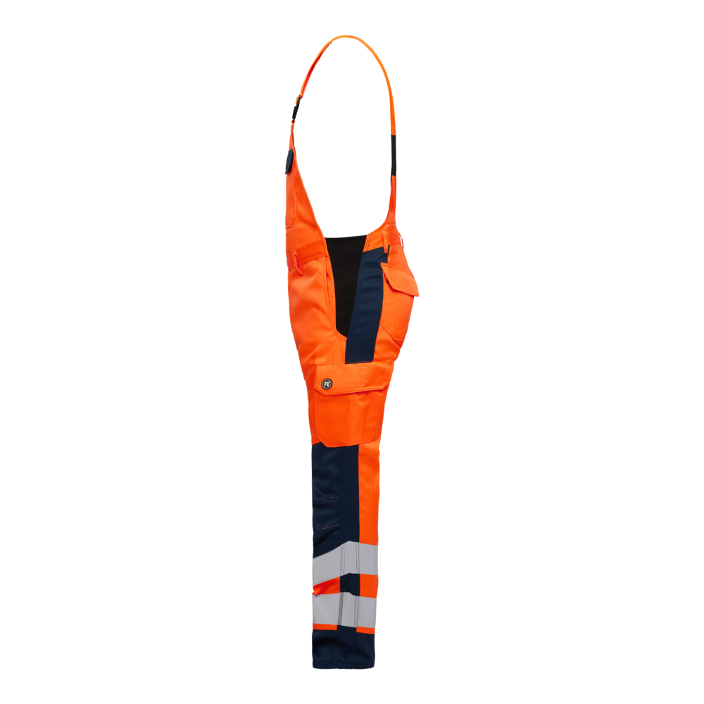 SAFETY+ Latzhose – Orange / Blue ink (Seite links)