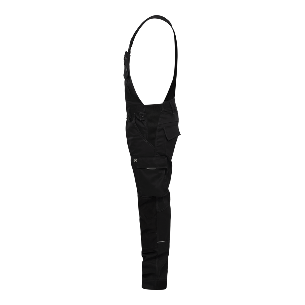 X-TREME Latzhose aus Stretch – Schwarz (Seite links)