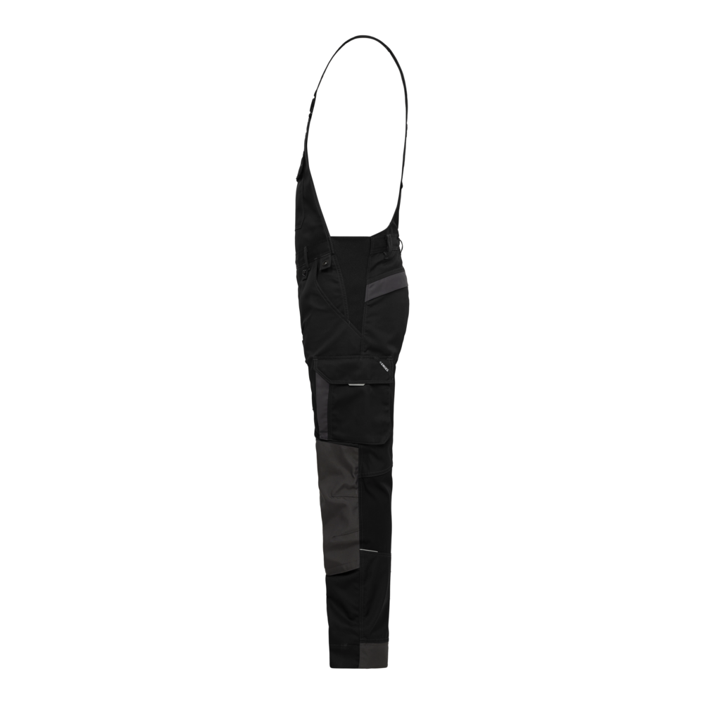 X-TREME Latzhose mit Stretch – Schwarz / Anthrazit Grau (Seite links)