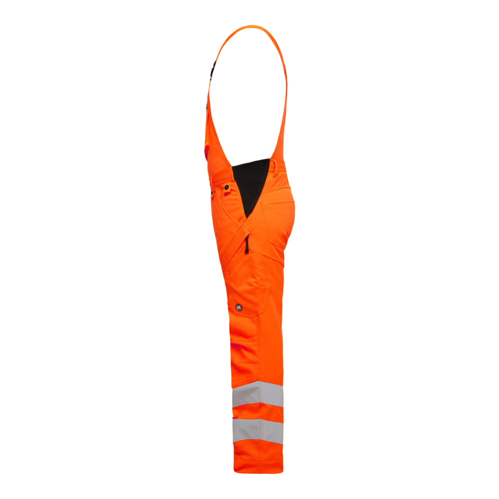 SAFETY Latzhose mit 2-Wege-Stretch – Warnorange (Seite links)