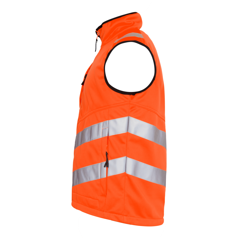 SAFETY Softshellweste – Warnorange (Seite links)