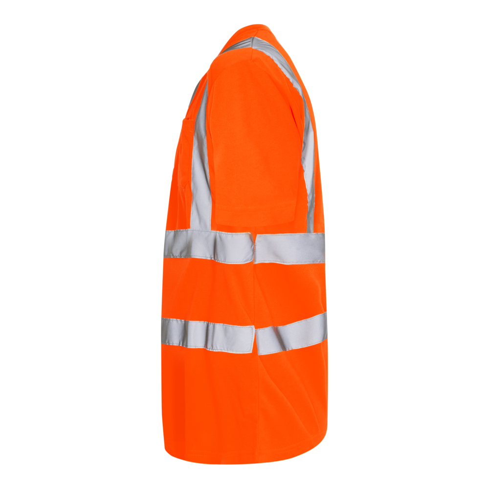 SAFETY T-Shirt mit Brusttasche – Warnorange (Seite links)