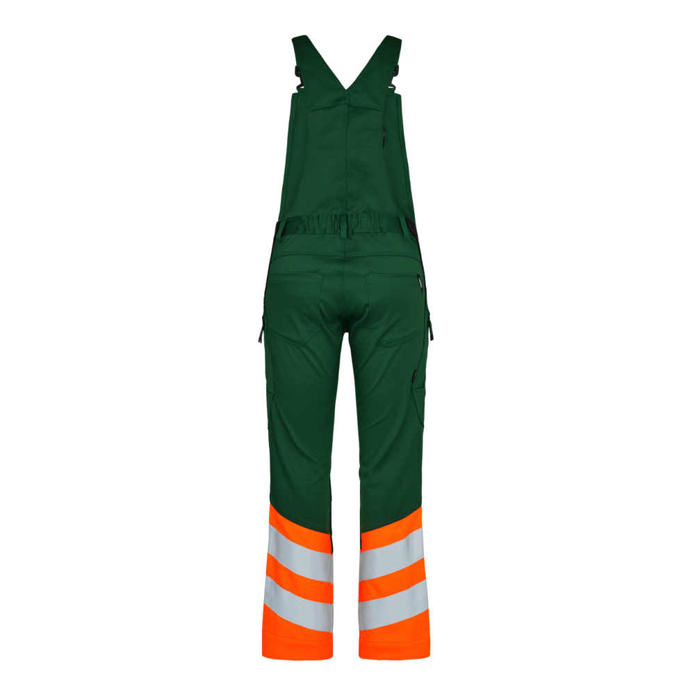 SAFETY Latzhose mit 2-Wege-Stretch – Grün / Orange (Rücken)