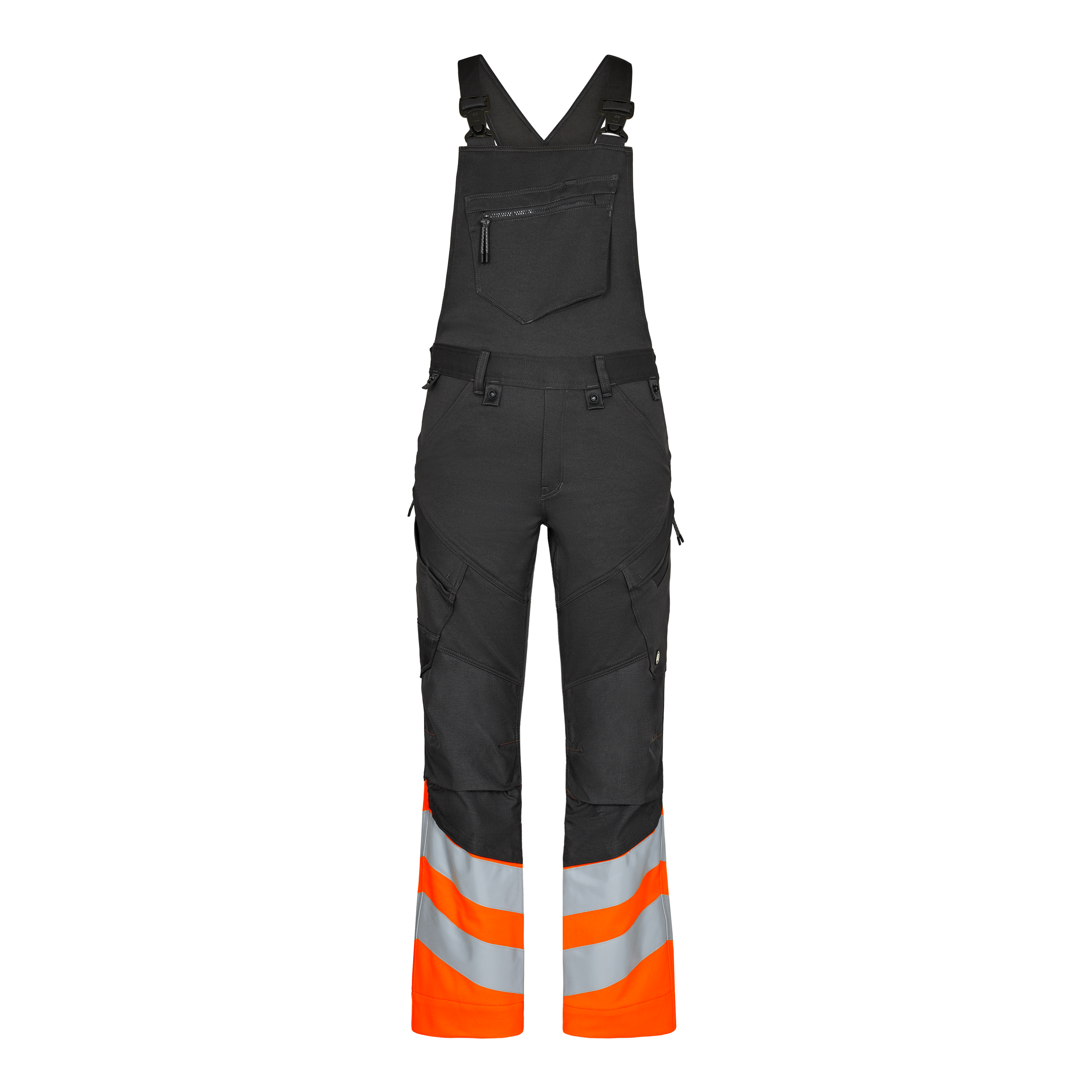 Engel Workwear Safety overall med 2-vejs stræk - Antrazitgrå/Orange [7910] / K80