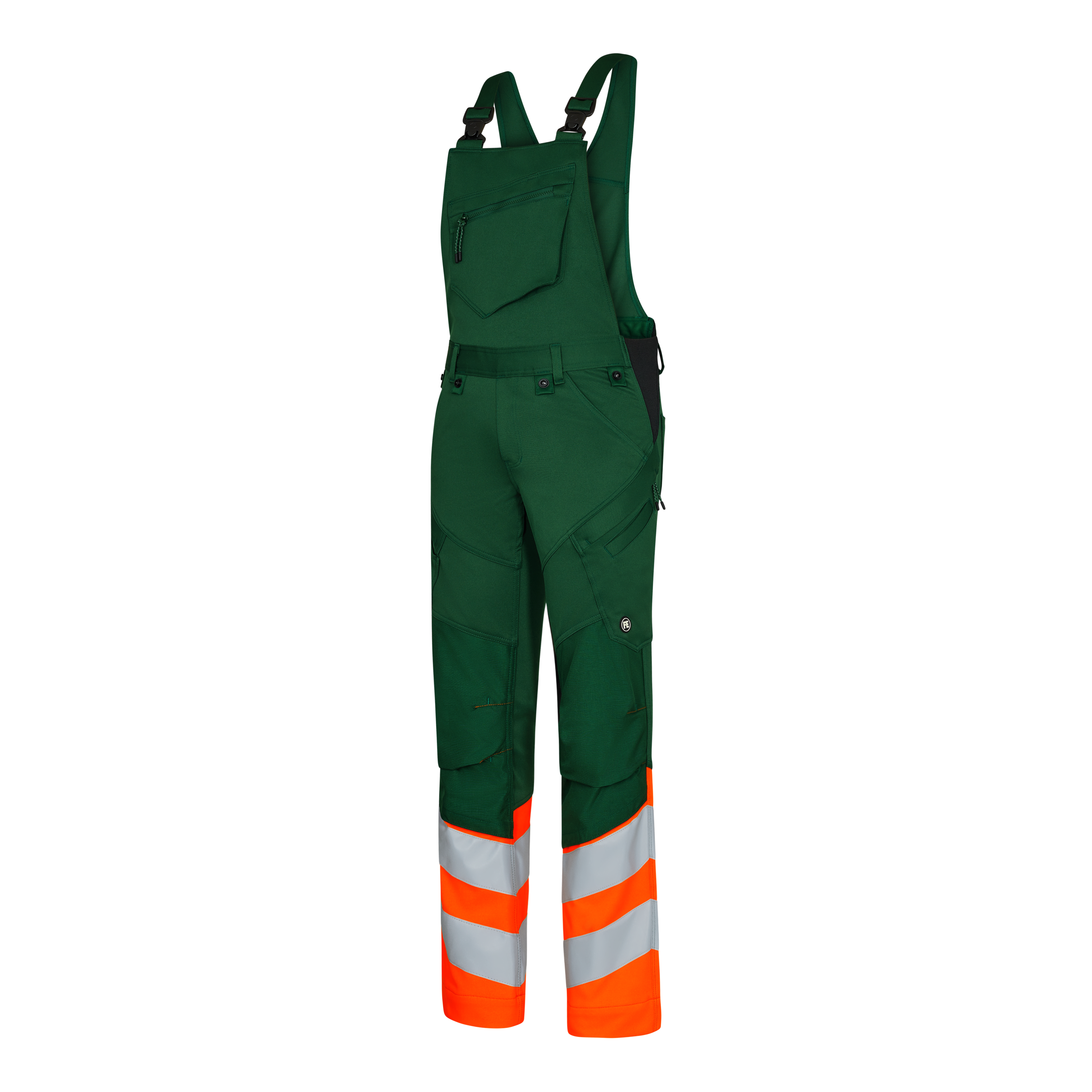 Engel Workwear Safety overall med 2-vejs stræk - Grøn/Orange [110] / K80