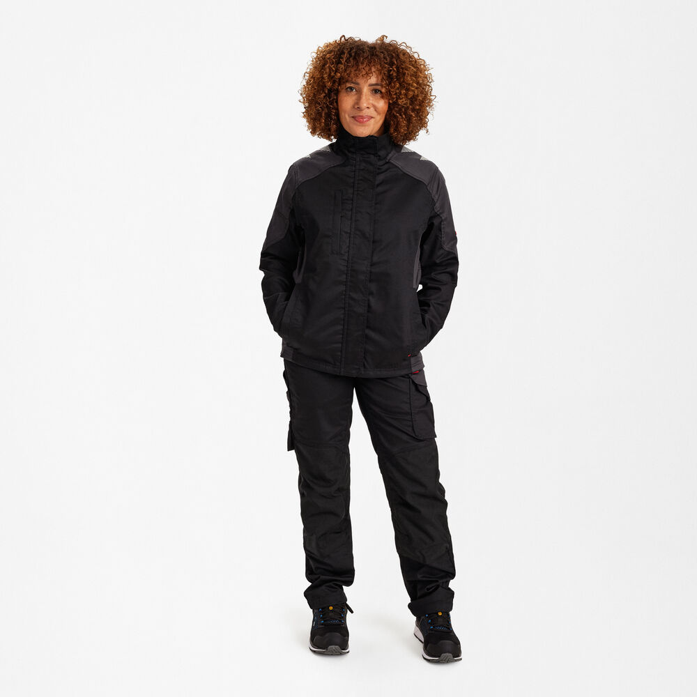 GALAXY Damen Arbeitsjacke mit 2-Wege-Stretch – Schwarz / Anthrazit Grau (Am Modell)