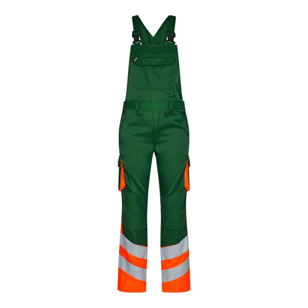 SAFETY Light Latzhose – Grün / Orange (Front)