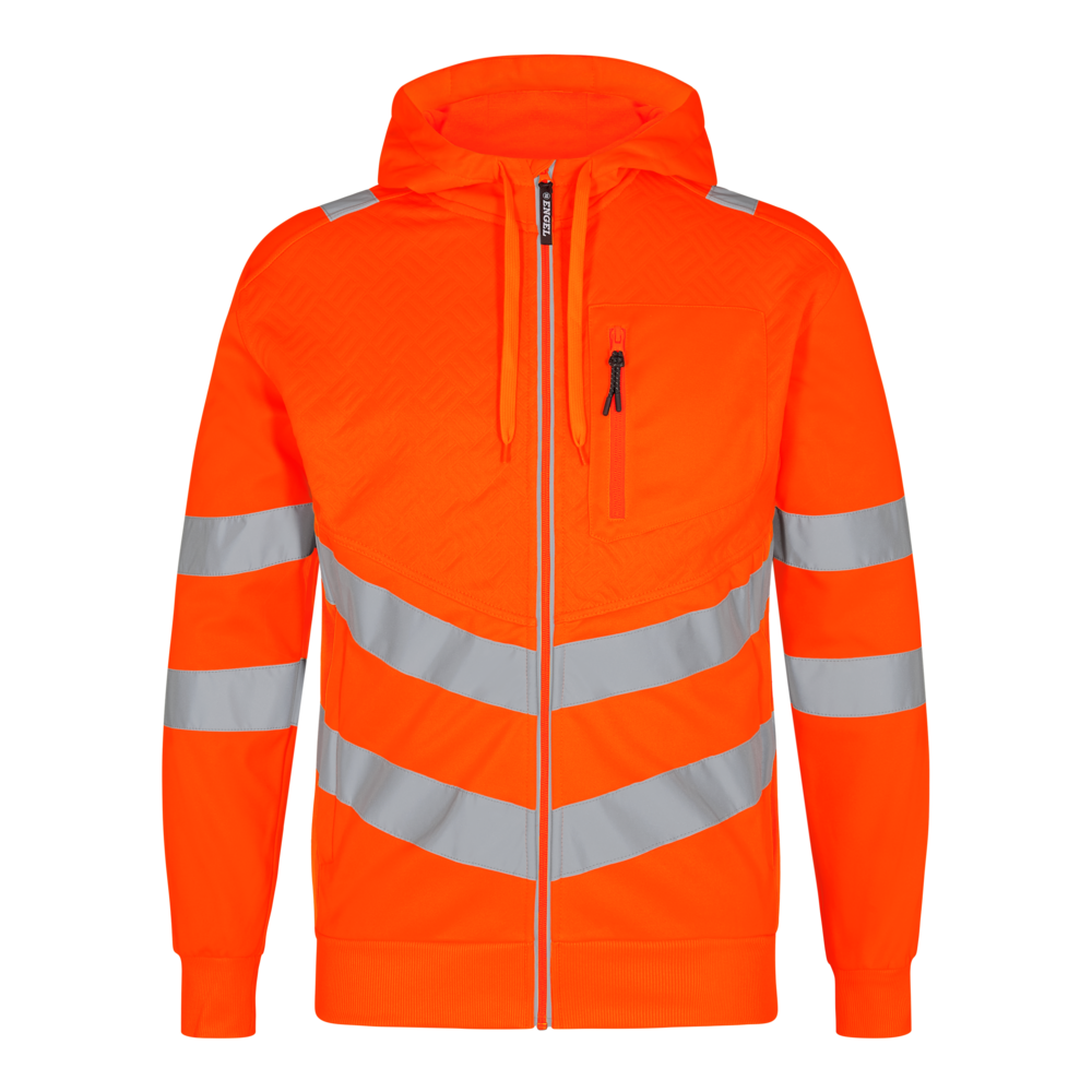 SAFETY Sweatcardigan – Warnorange (Front)