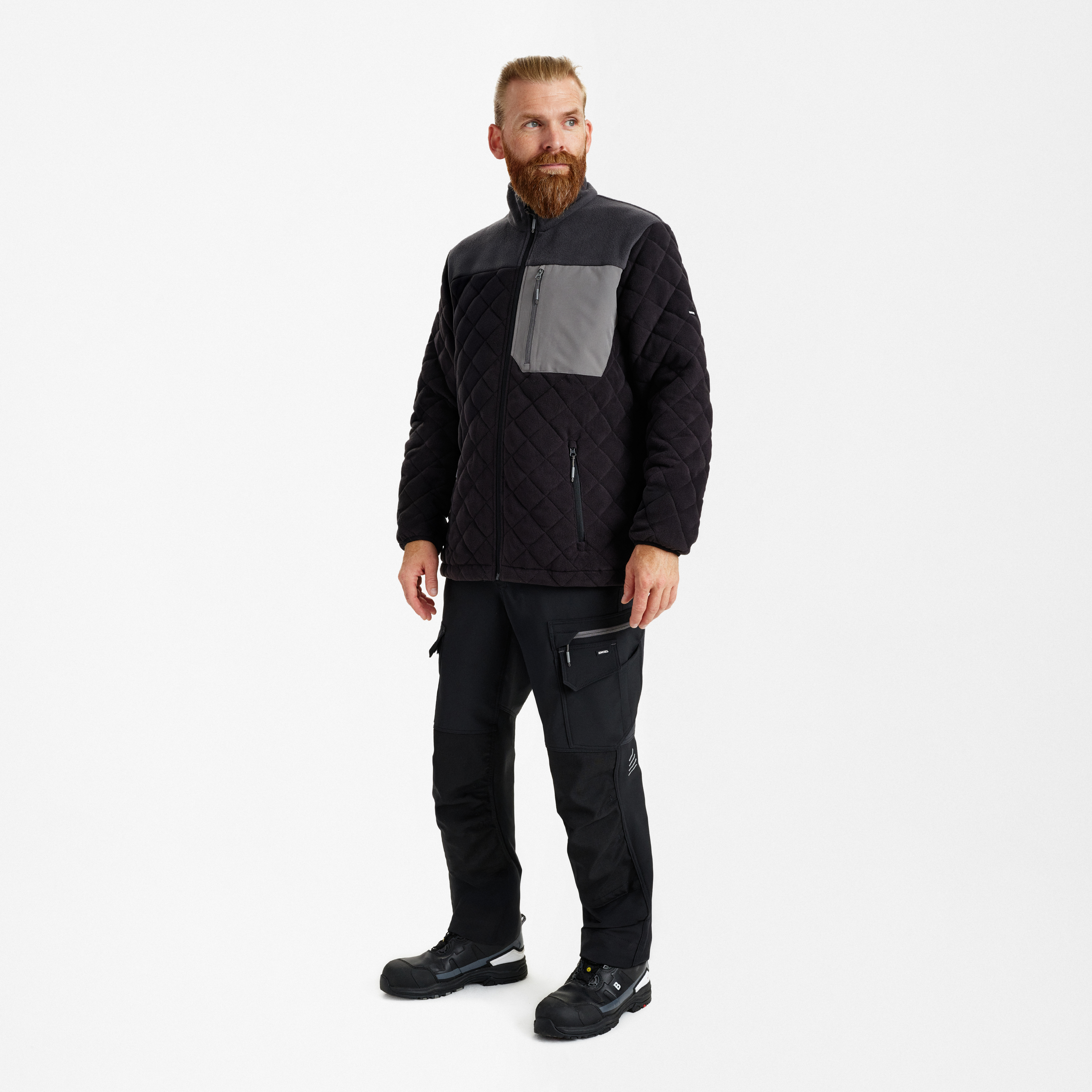 Engel Workwear Entire quiltet fleecejakke - Sort/Antrazitgrå [2079] / XS