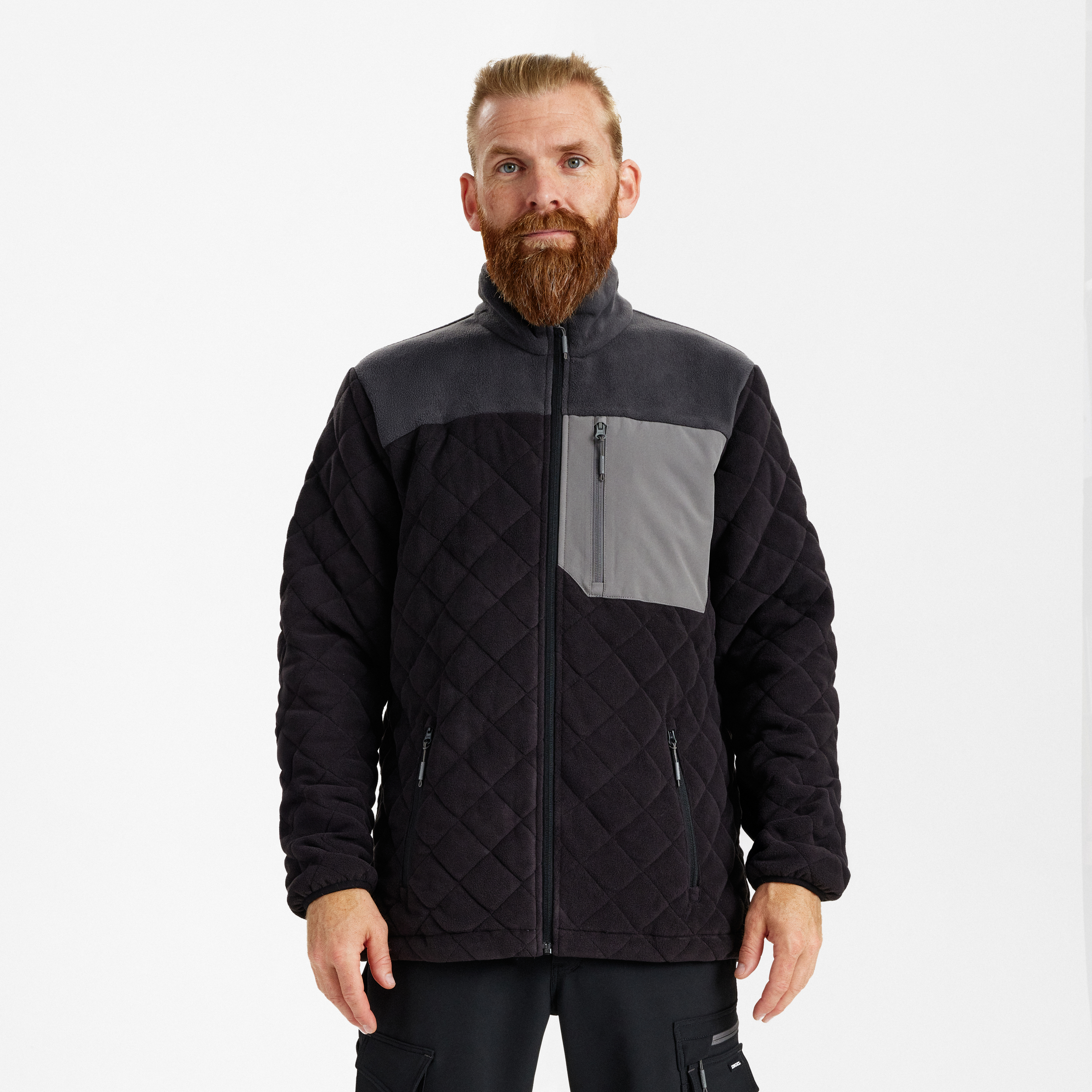 Engel Workwear Entire quiltet fleecejakke - Sort/Antrazitgrå [2079] / XS