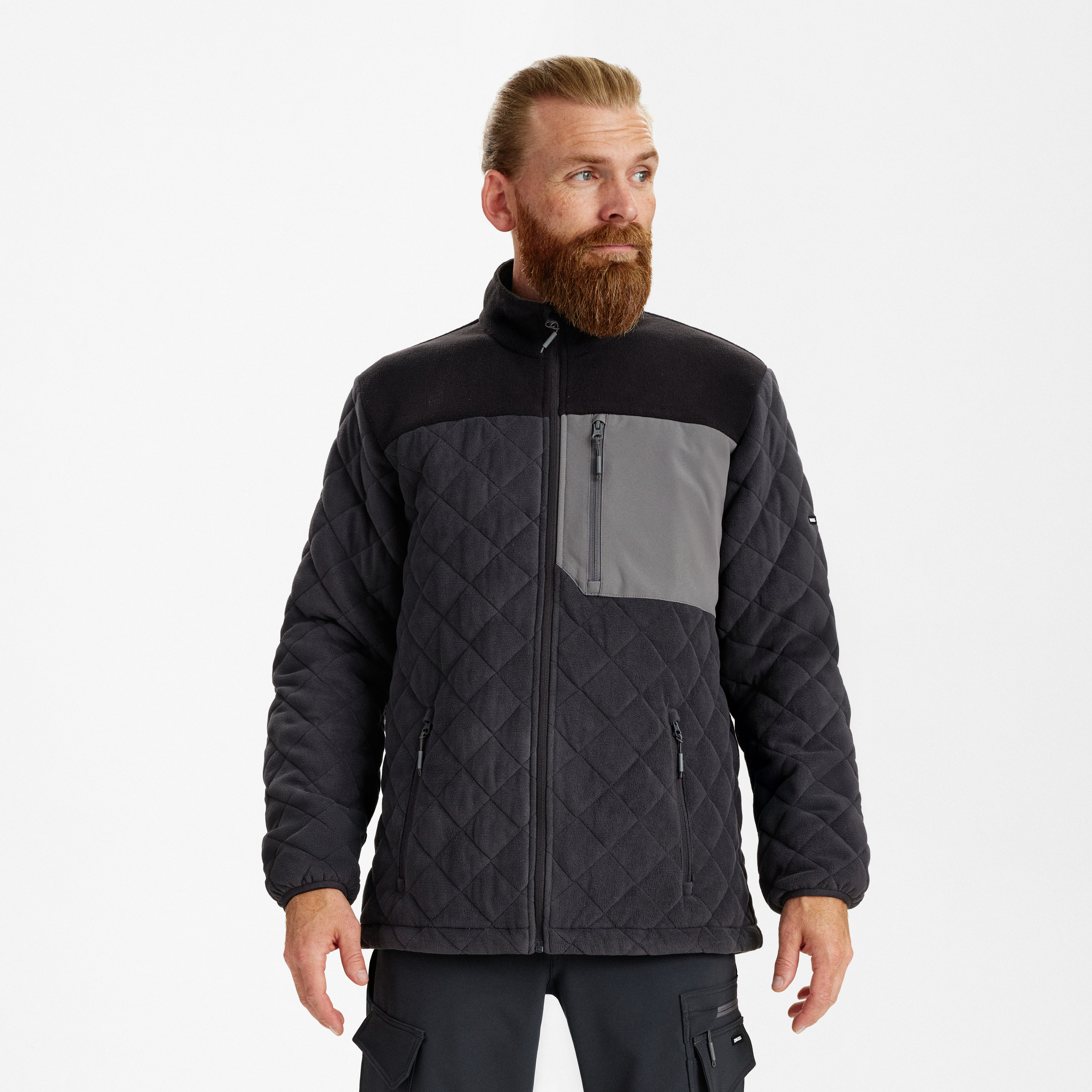 Engel Workwear Entire quiltet fleecejakke - Antrazitgrå/Sort [7920] / XS