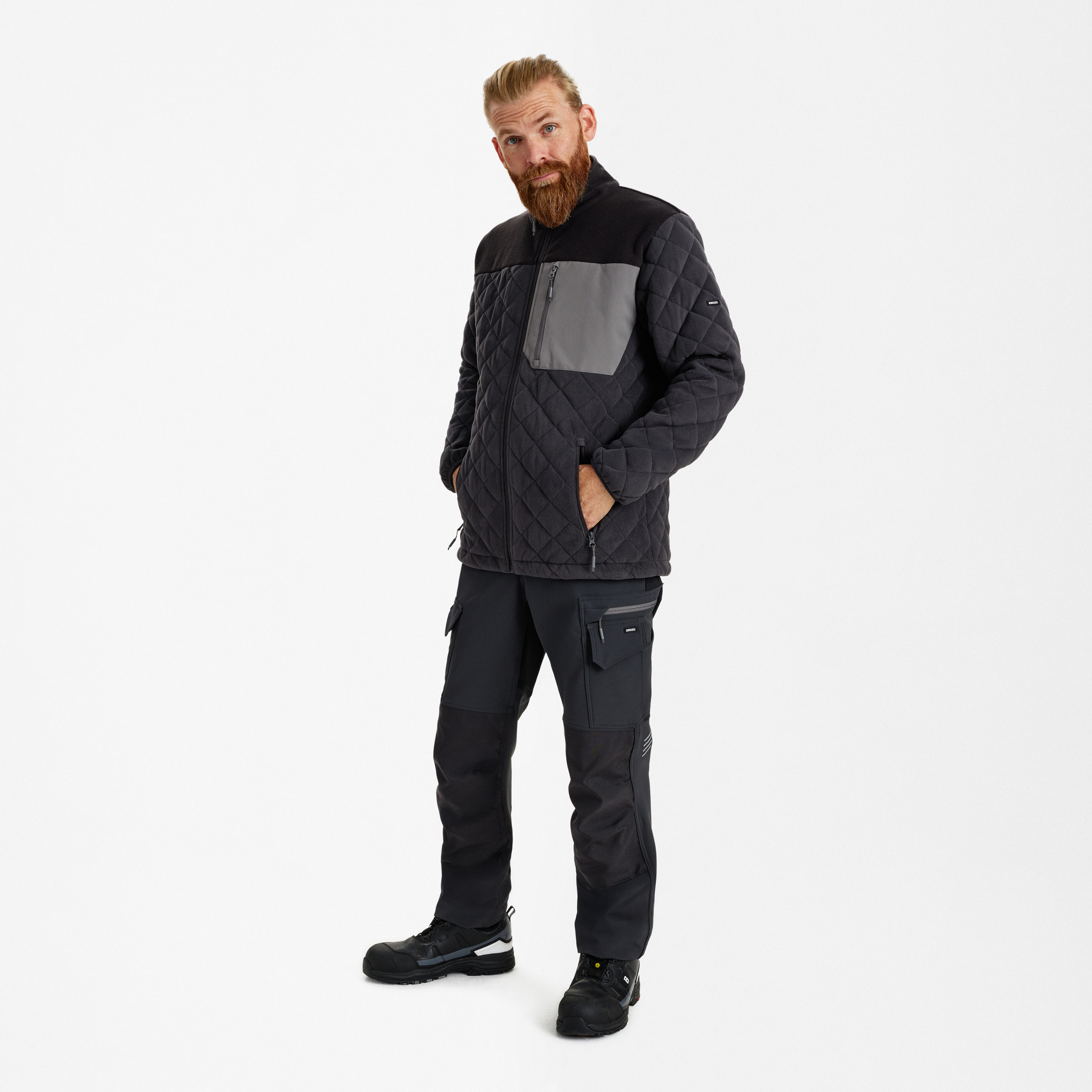 Engel Workwear Entire quiltet fleecejakke - Antrazitgrå/Sort [7920] / XS