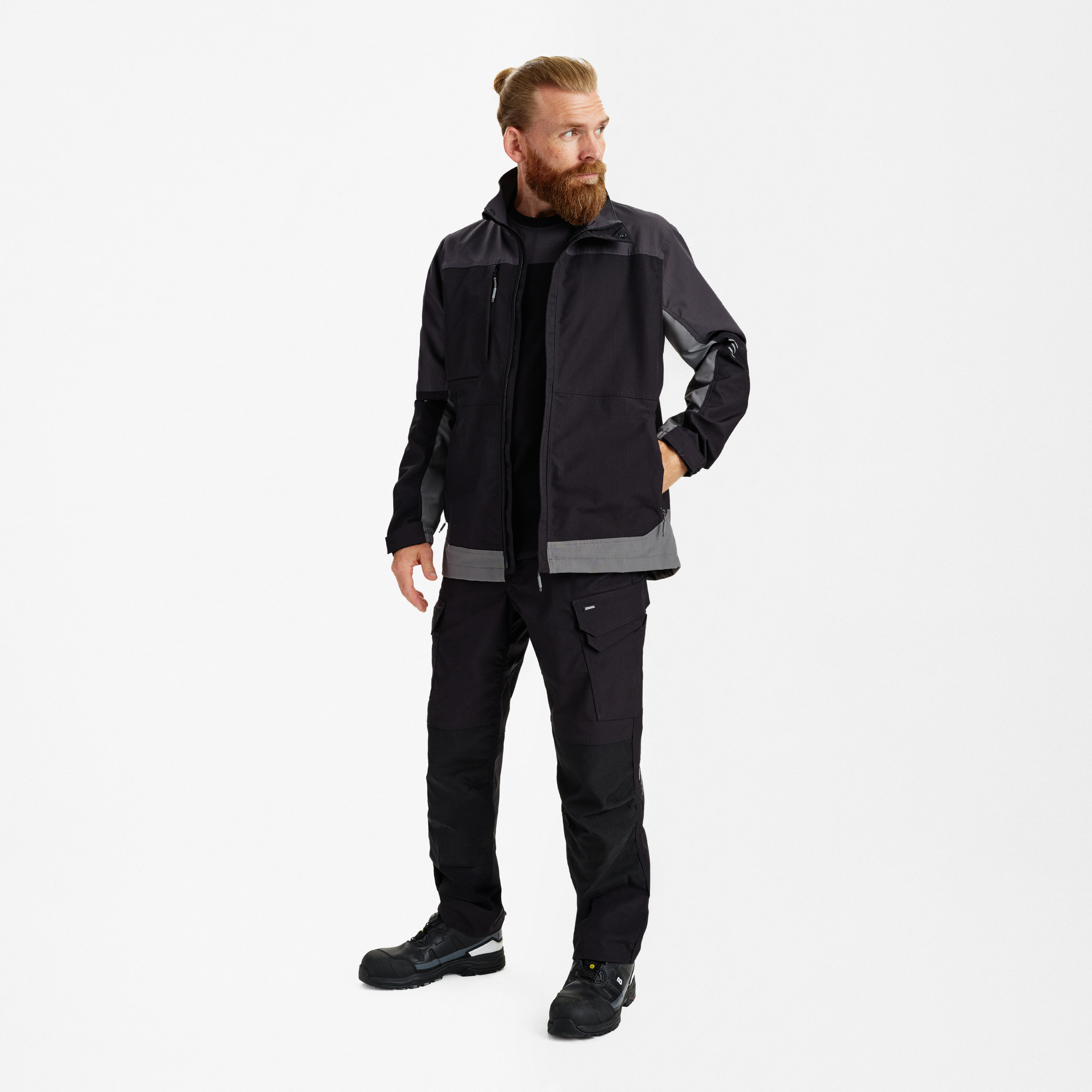 Engel Workwear Entire arbejdsjakke med 2-vejs stræk - Sort/Antrazitgrå [2079] / XS