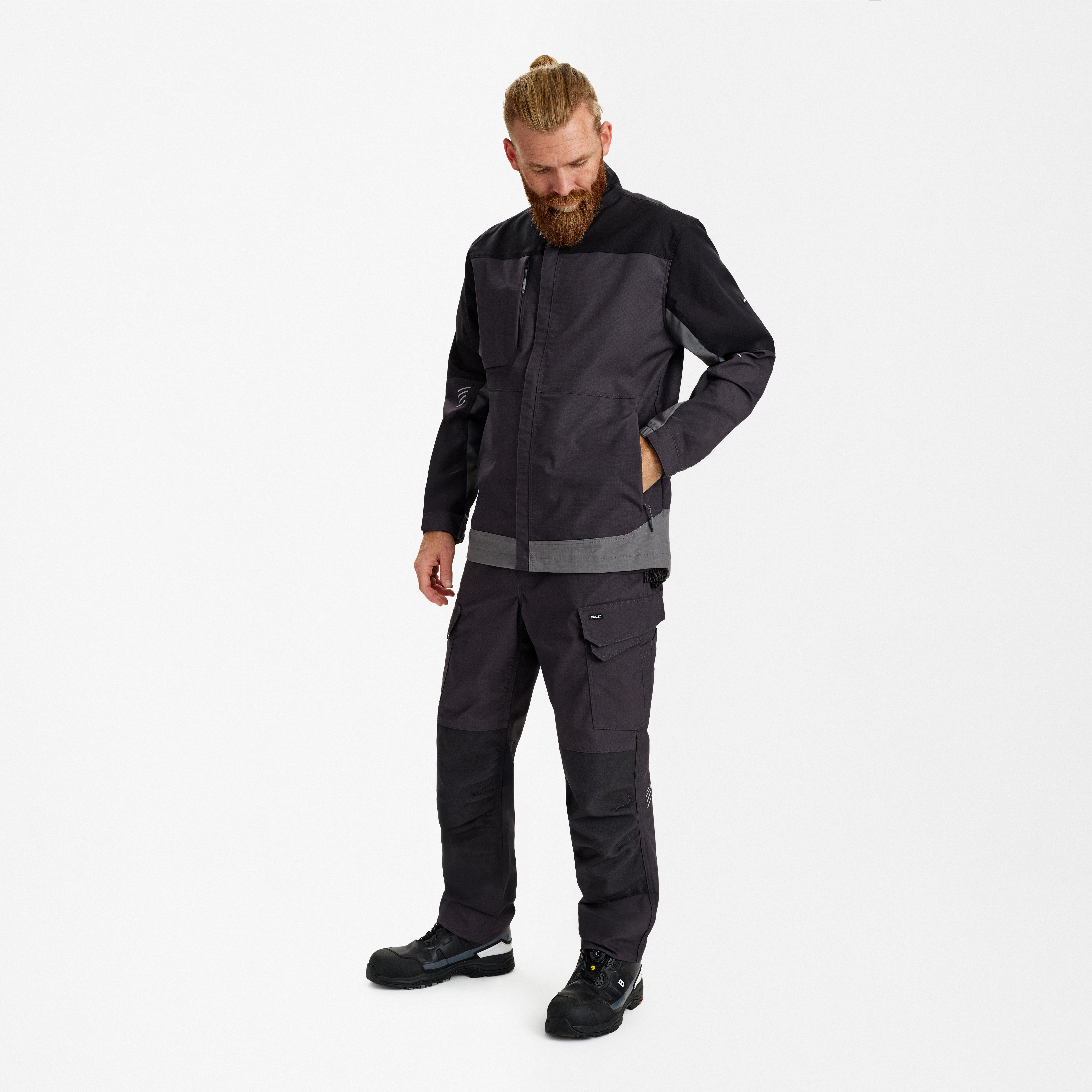 Engel Workwear Entire arbejdsjakke med 2-vejs stræk - Antrazitgrå/Sort [7920] / XS