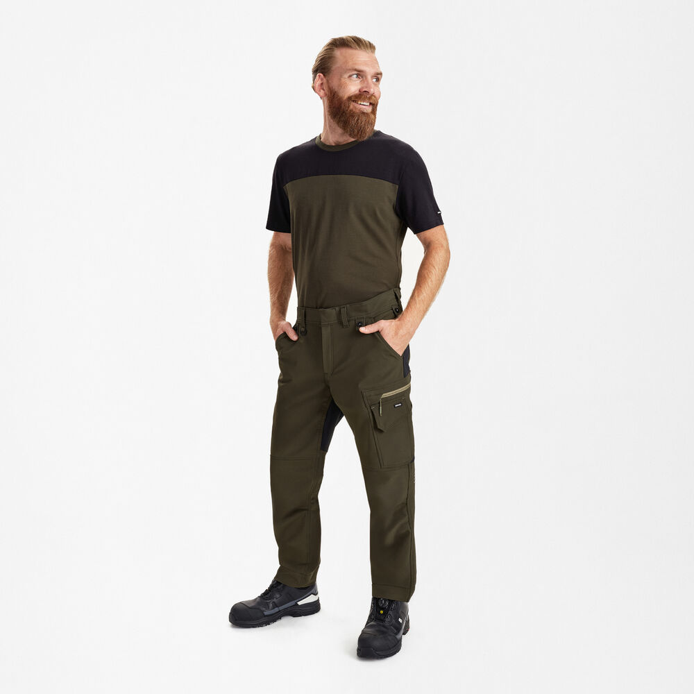 Servisne hlače s 4-smernim stretch materialom – Forest Green / Black