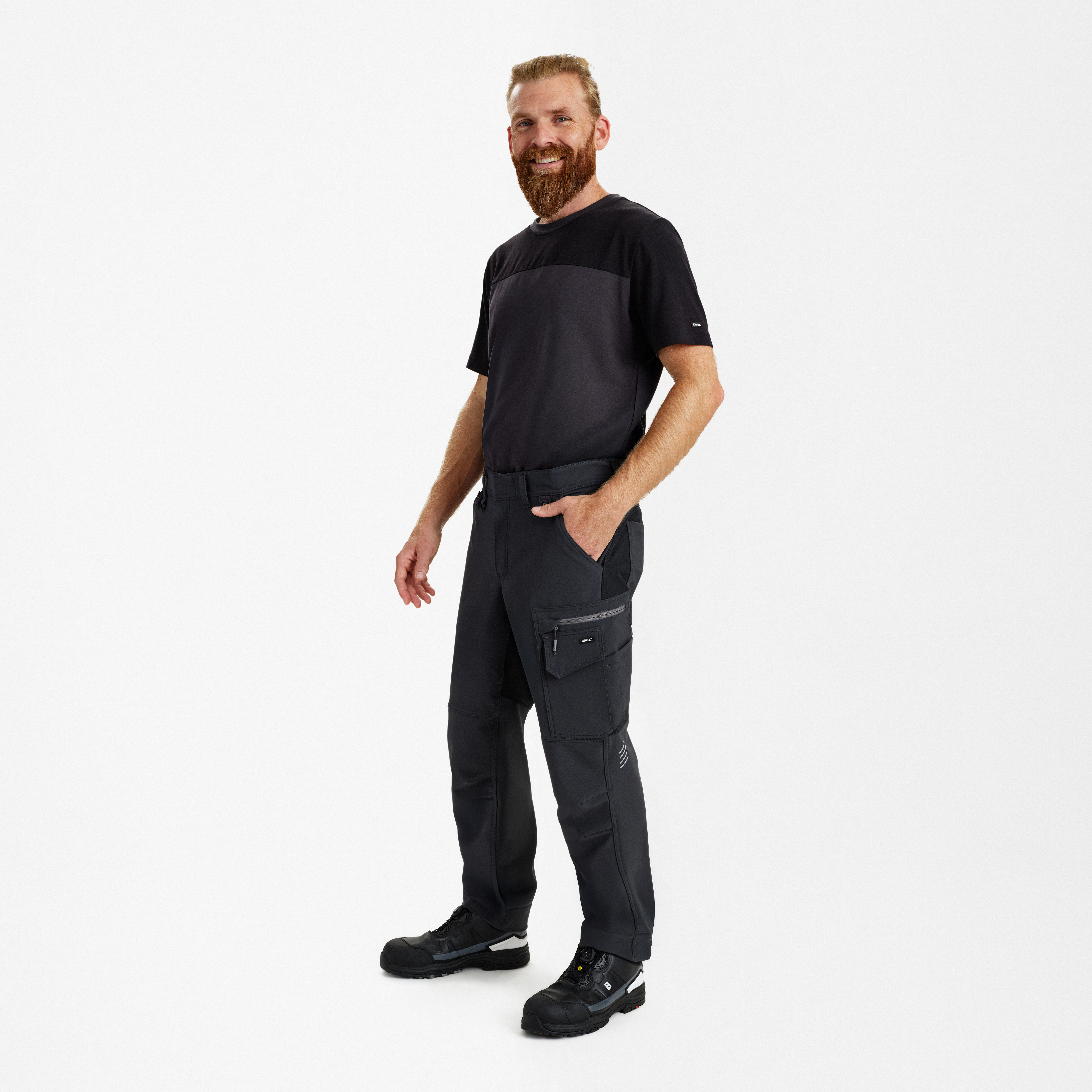 Engel Workwear Entire servicebukser med 4-vejs stræk - Antrazitgrå/Sort [7920] / K80