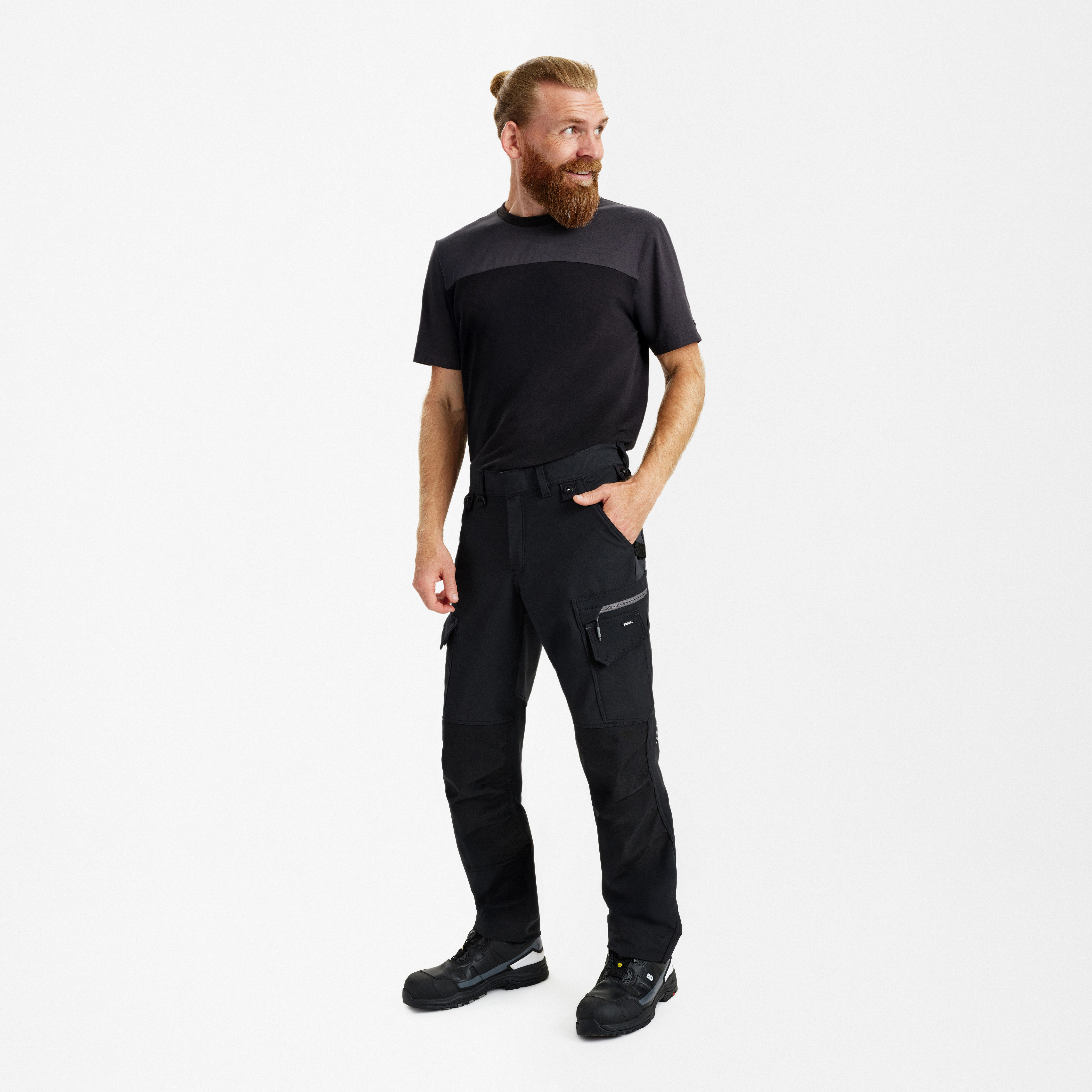 Engel Workwear Entire arbejdsbukser med 4-vejs stræk - Sort/Antrazitgrå [2079] / K80