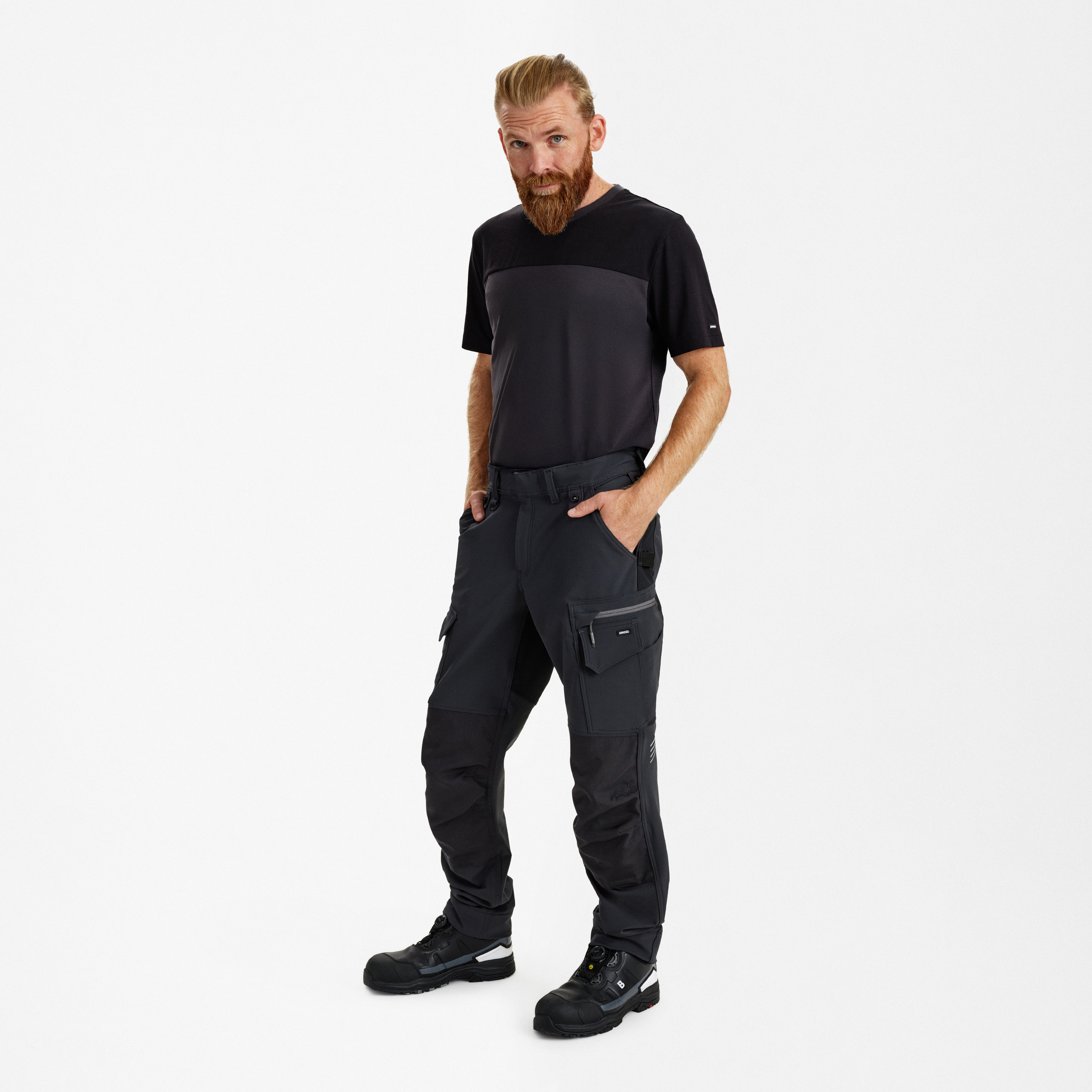 Engel Workwear Entire arbejdsbukser med 4-vejs stræk - Antrazitgrå/Sort [7920] / K80