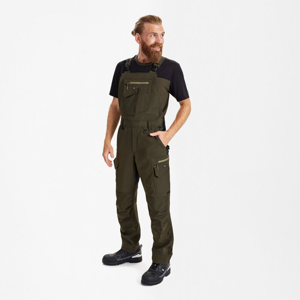 Hlače z oprsnikom s 4-smernim stretch materialom – Forest Green / Black