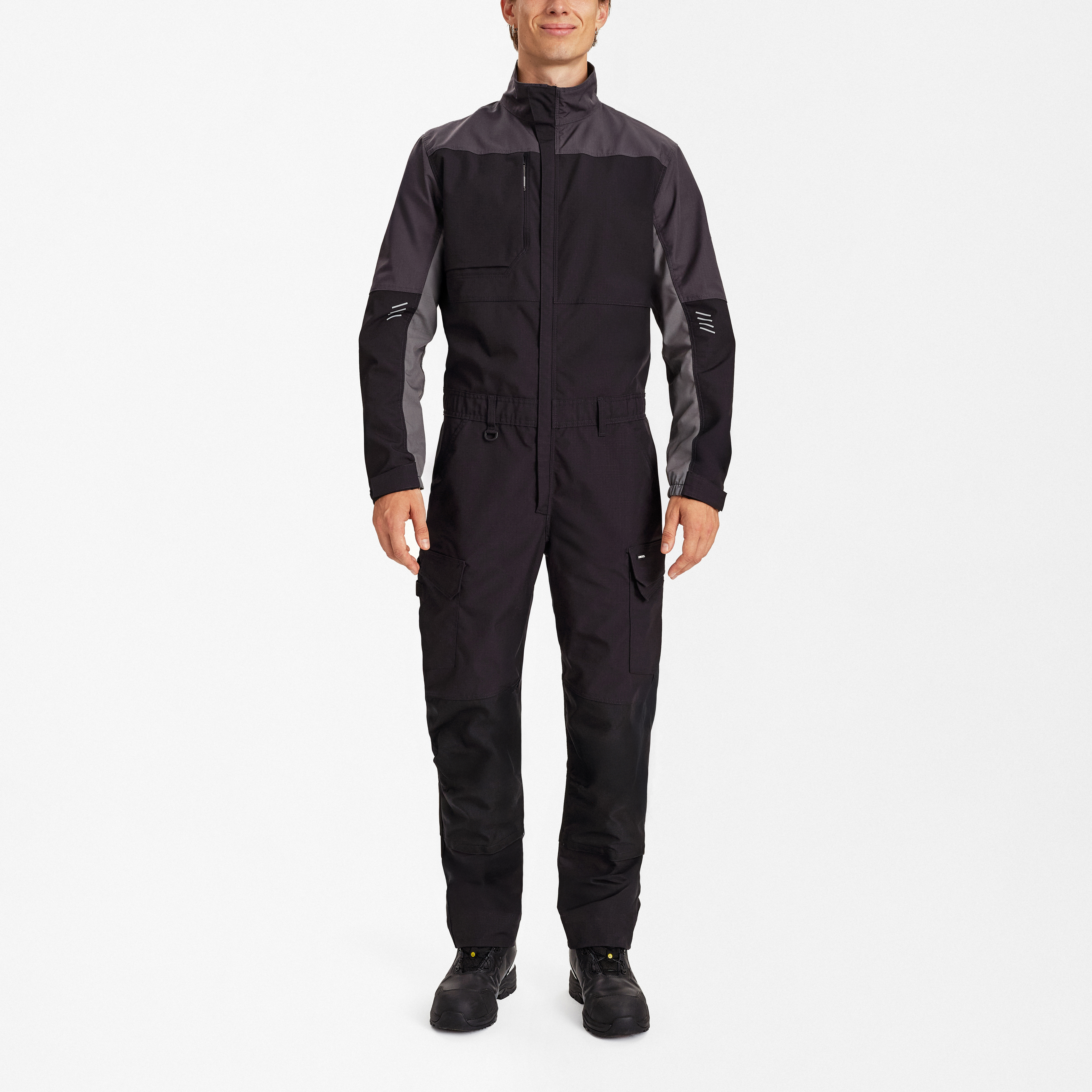 Engel Workwear Entire kedeldragt med 2-vejs stræk - Sort/Antrazitgrå [2079] / XS