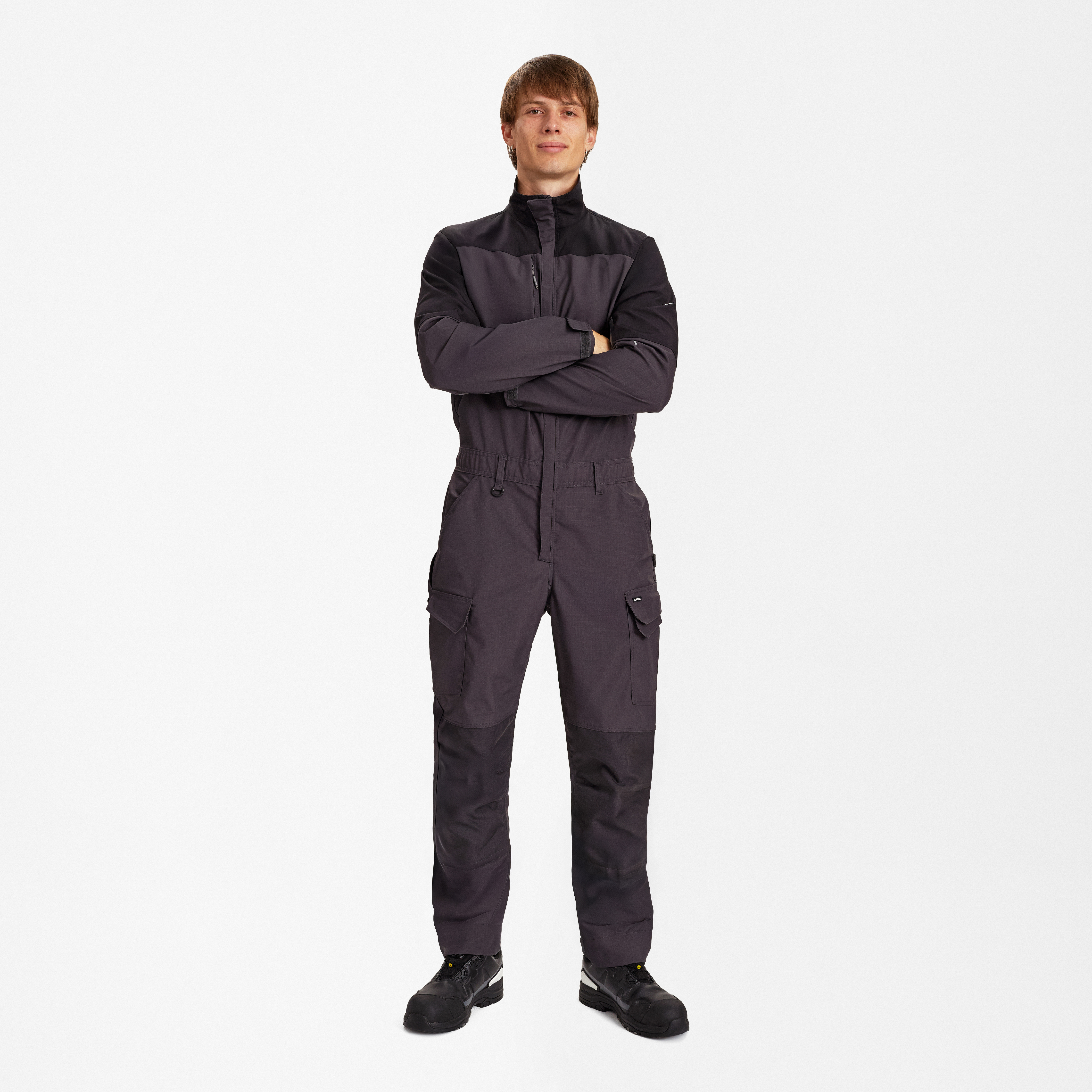 Engel Workwear Entire kedeldragt med 2-vejs stræk - Antrazitgrå/Sort [7920] / XS